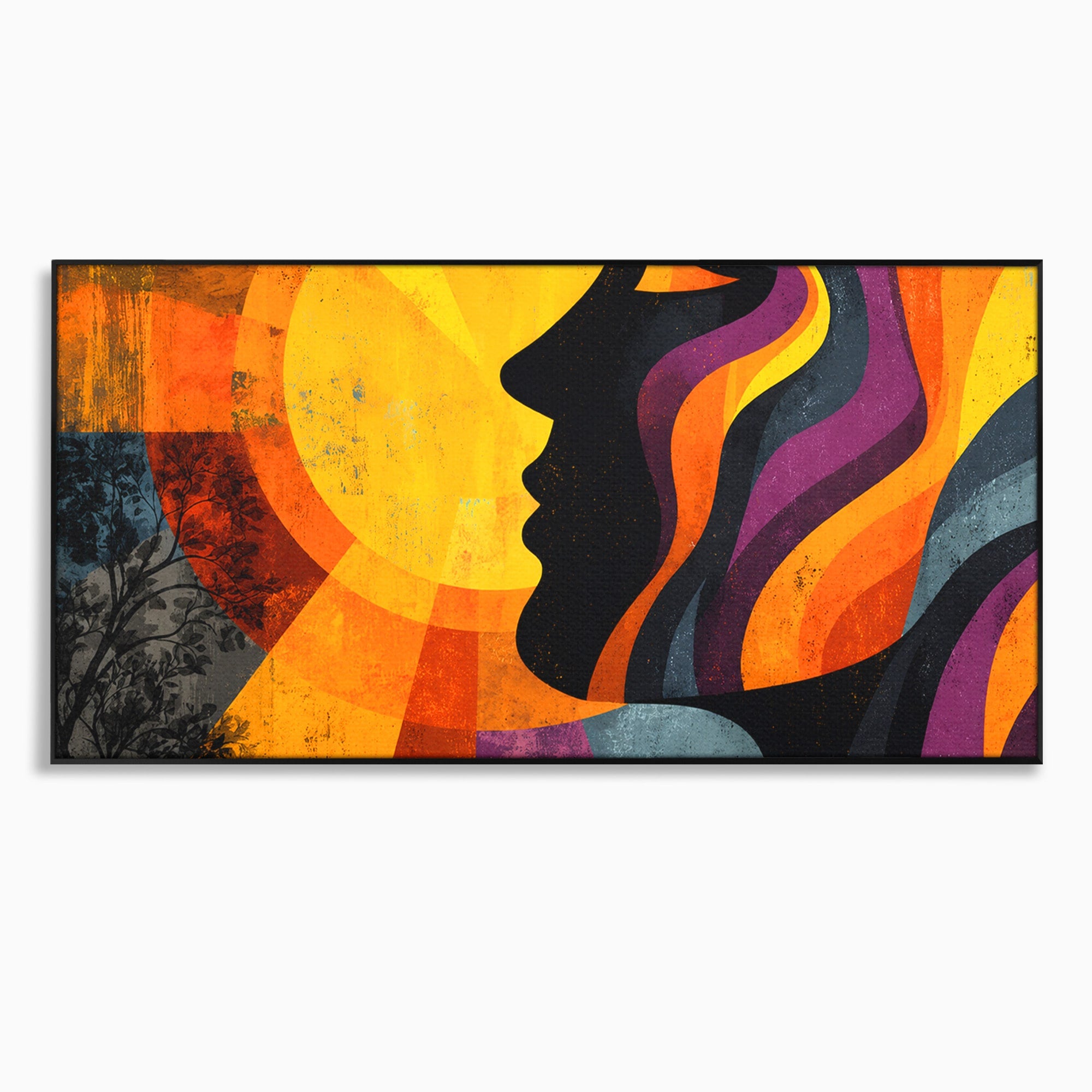 Tablou Canvas Premium LuxCanva® C1365, Silhouette Solara, Silhouette, Soare, Portret, Abstract, Living, Culori Vibrante