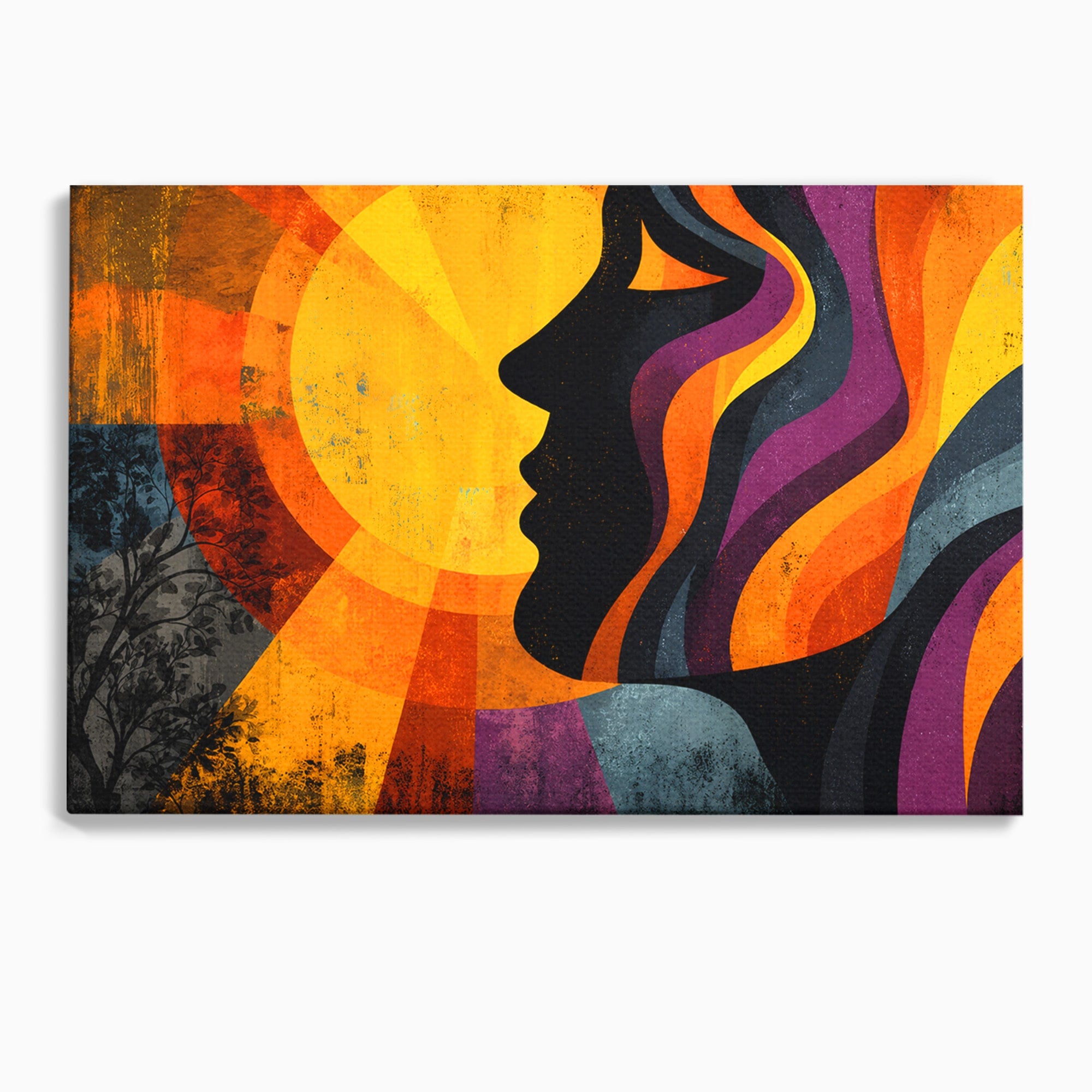 Tablou Canvas Premium LuxCanva® C1365, Silhouette Solara, Silhouette, Soare, Portret, Abstract, Living, Culori Vibrante