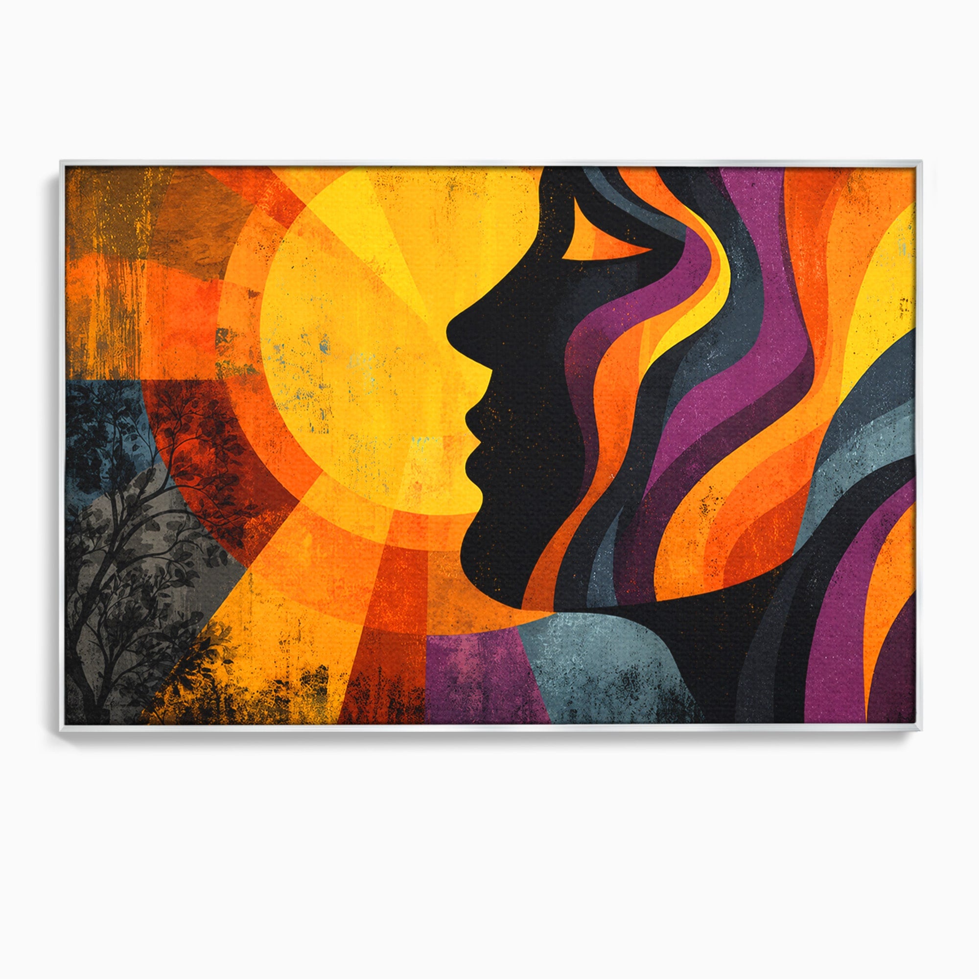 Tablou Canvas Premium LuxCanva® C1365, Silhouette Solara, Silhouette, Soare, Portret, Abstract, Living, Culori Vibrante
