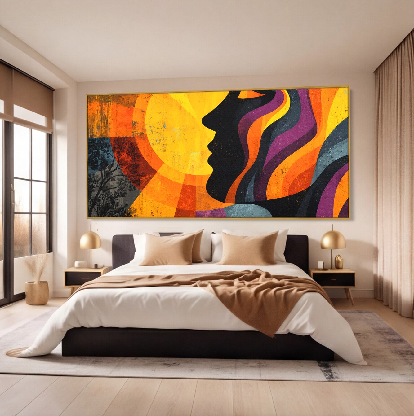 Tablou Canvas Premium LuxCanva® C1365, Silhouette Solara, Silhouette, Soare, Portret, Abstract, Living, Culori Vibrante