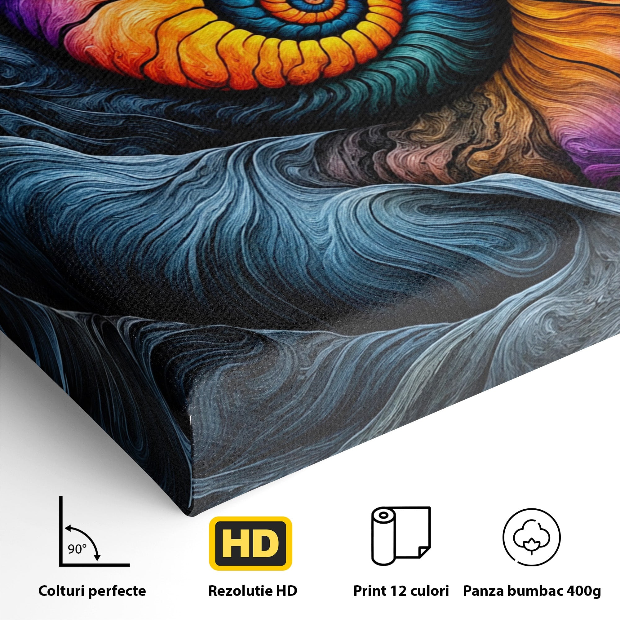 Tablou Canvas Premium LuxCanva® C1367, Spirala Infinitului, Spirala, Abstract, Mister, Vise, Dormitor, Living, Culori Vibrante