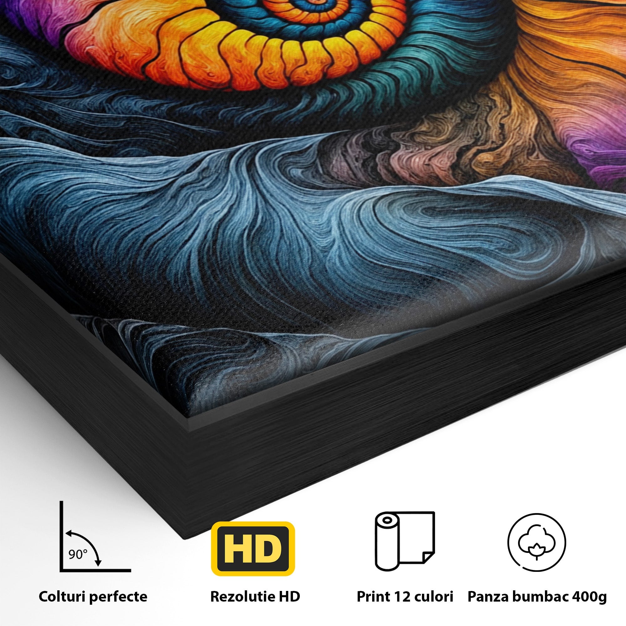 Tablou Canvas Premium LuxCanva® C1367, Spirala Infinitului, Spirala, Abstract, Mister, Vise, Dormitor, Living, Culori Vibrante