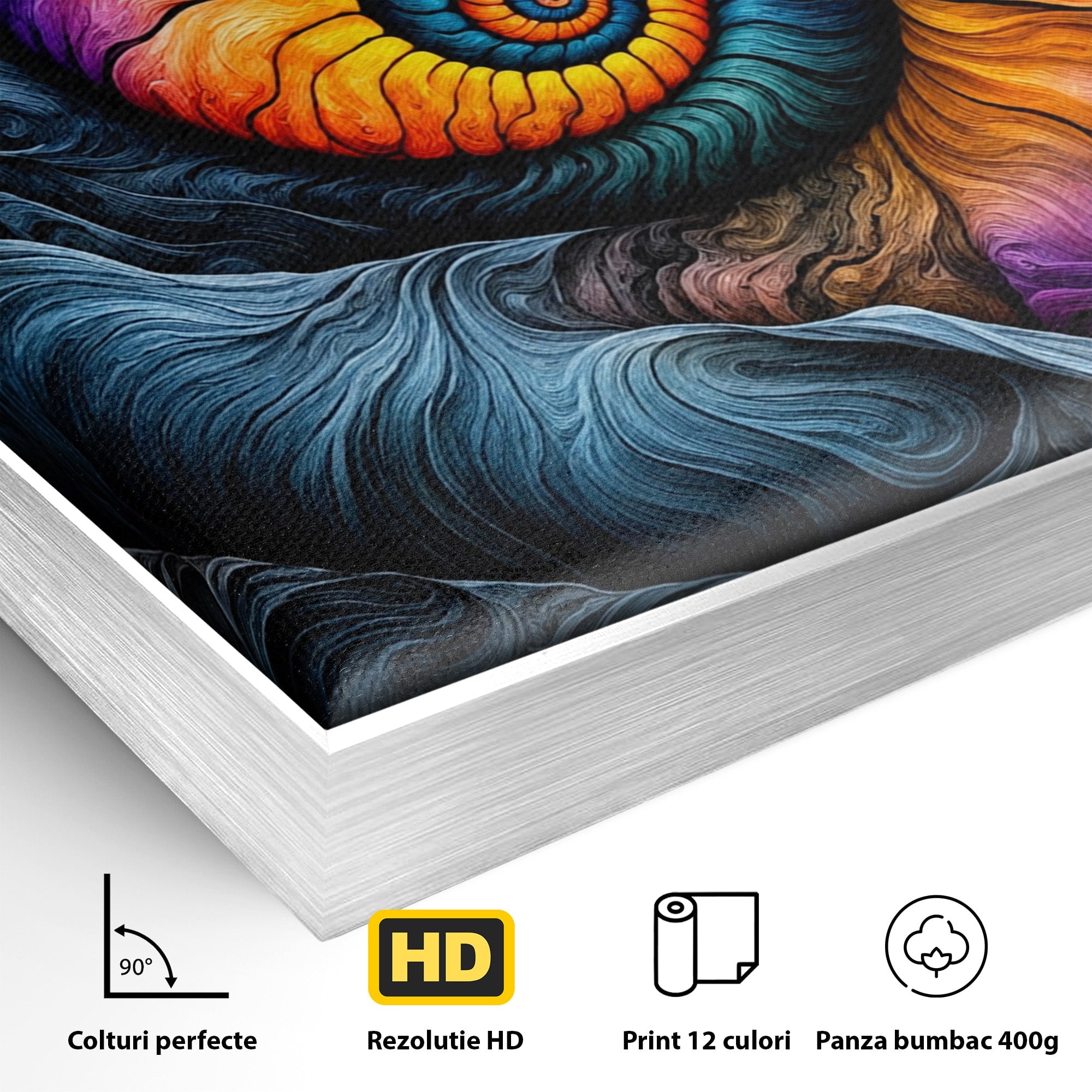 Tablou Canvas Premium LuxCanva® C1367, Spirala Infinitului, Spirala, Abstract, Mister, Vise, Dormitor, Living, Culori Vibrante