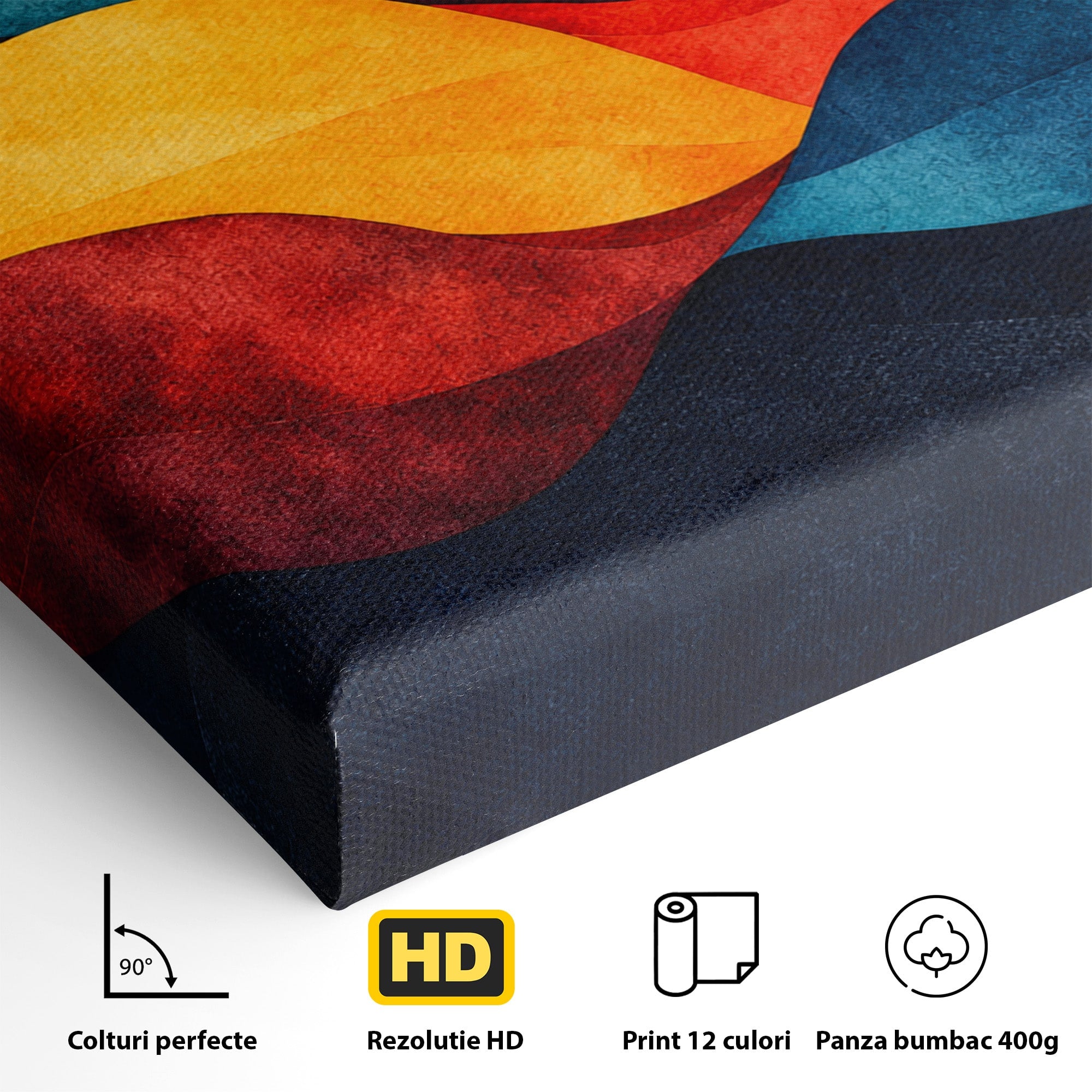 Tablou Canvas Premium LuxCanva® C1369, Valuri Abstracte, Abstract, Valuri, Modern, Arta, Living, Culori Vibrante