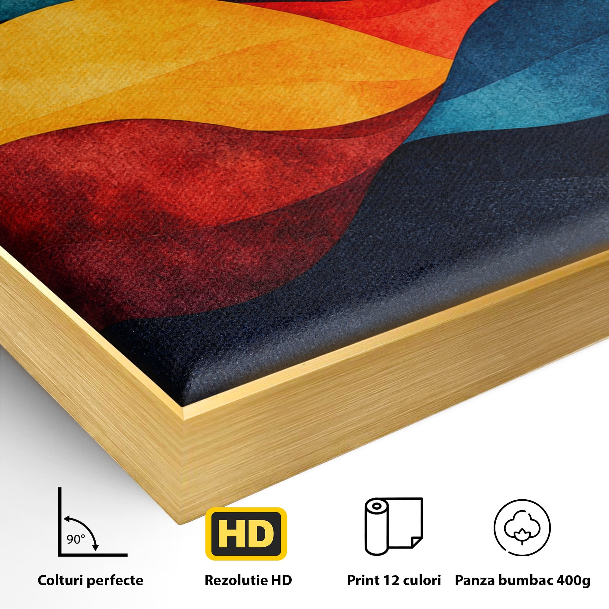 Tablou Canvas Premium LuxCanva® C1369, Valuri Abstracte, Abstract, Valuri, Modern, Arta, Living, Culori Vibrante