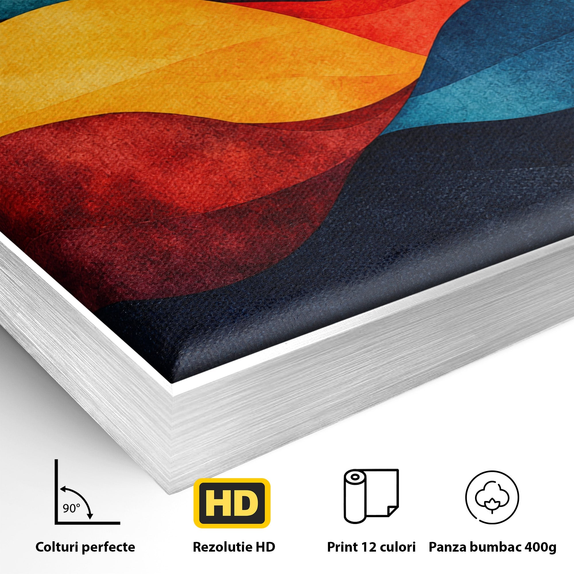 Tablou Canvas Premium LuxCanva® C1369, Valuri Abstracte, Abstract, Valuri, Modern, Arta, Living, Culori Vibrante
