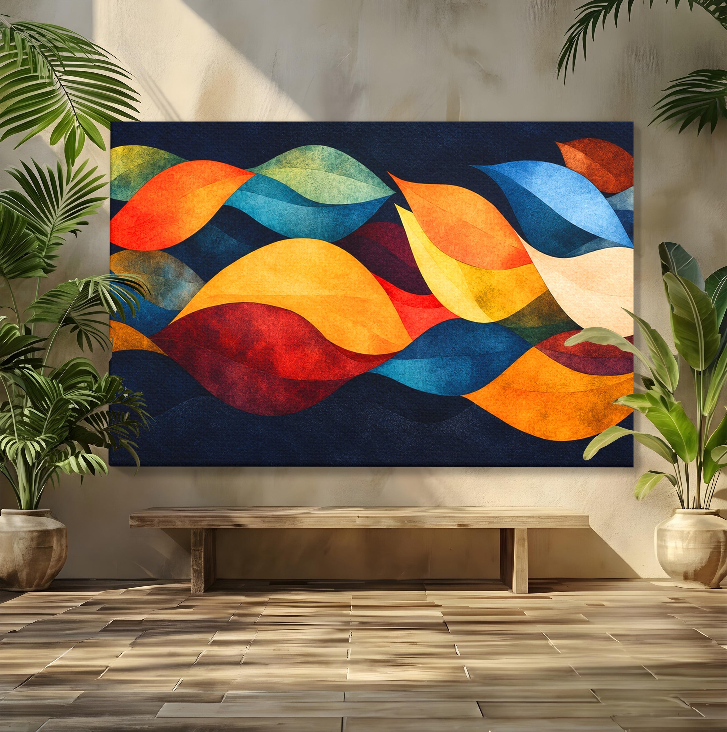 Tablou Canvas Premium LuxCanva® C1369, Valuri Abstracte, Abstract, Valuri, Modern, Arta, Living, Culori Vibrante