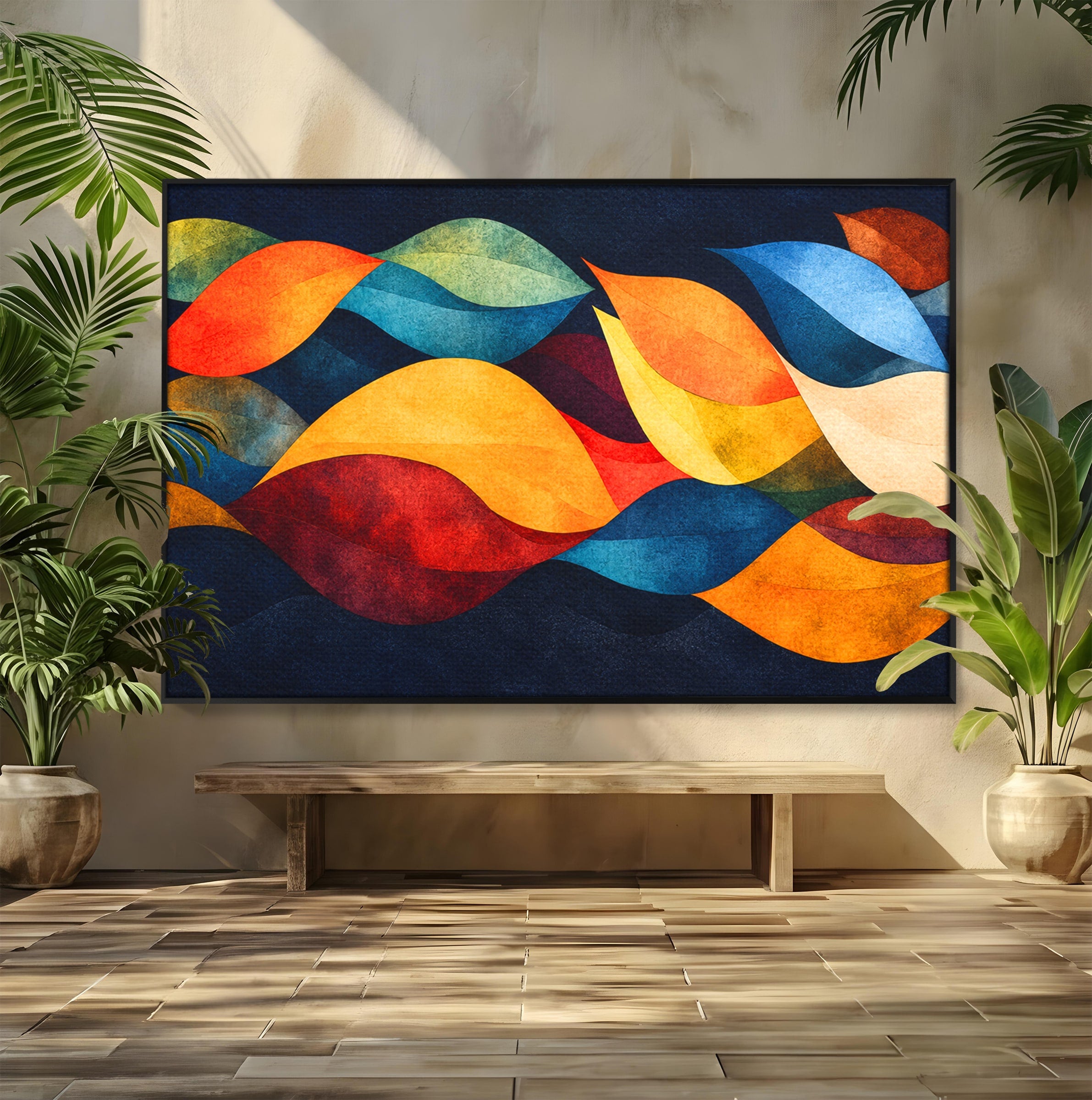 Tablou Canvas Premium LuxCanva® C1369, Valuri Abstracte, Abstract, Valuri, Modern, Arta, Living, Culori Vibrante