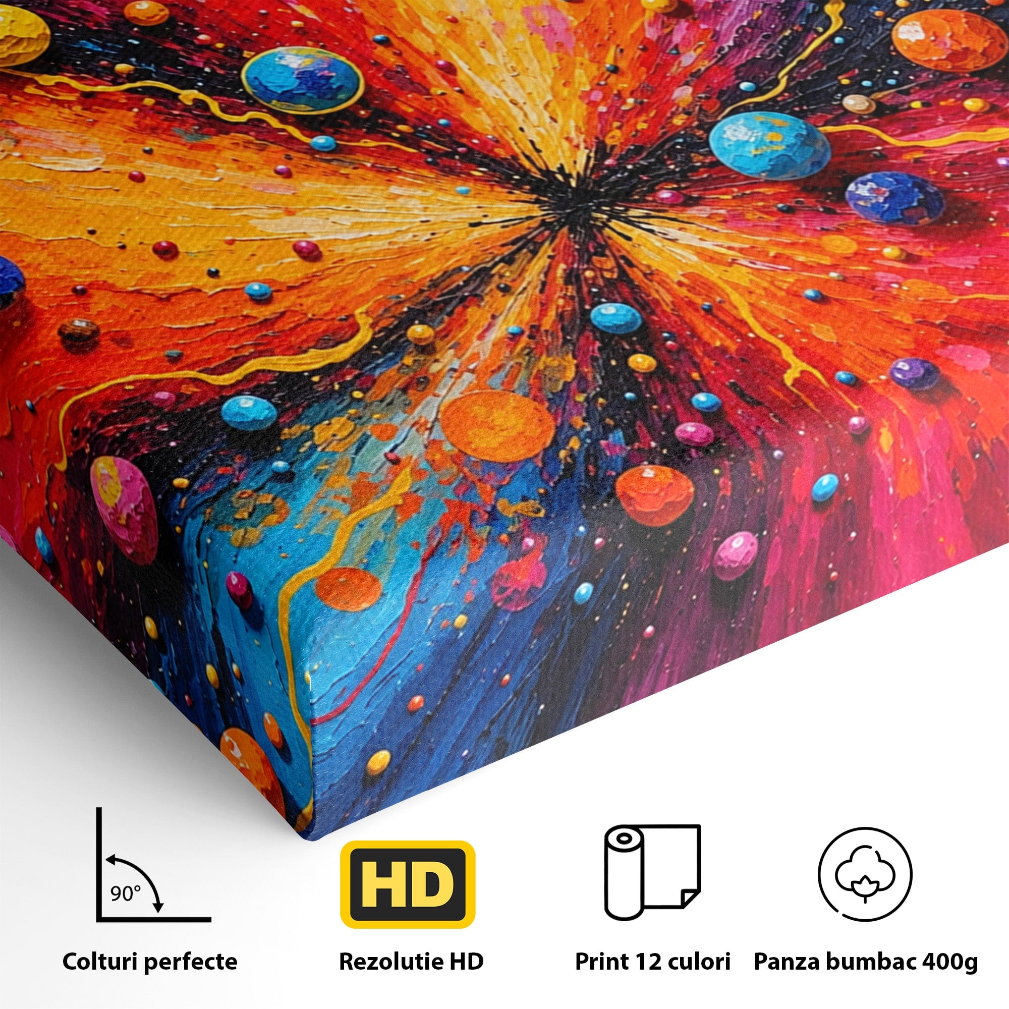 Tablou Canvas Premium LuxCanva® C1370, Explozie De Culori, Abstract, Modern, Dinamism, Energie, Living, Culori Vibrante