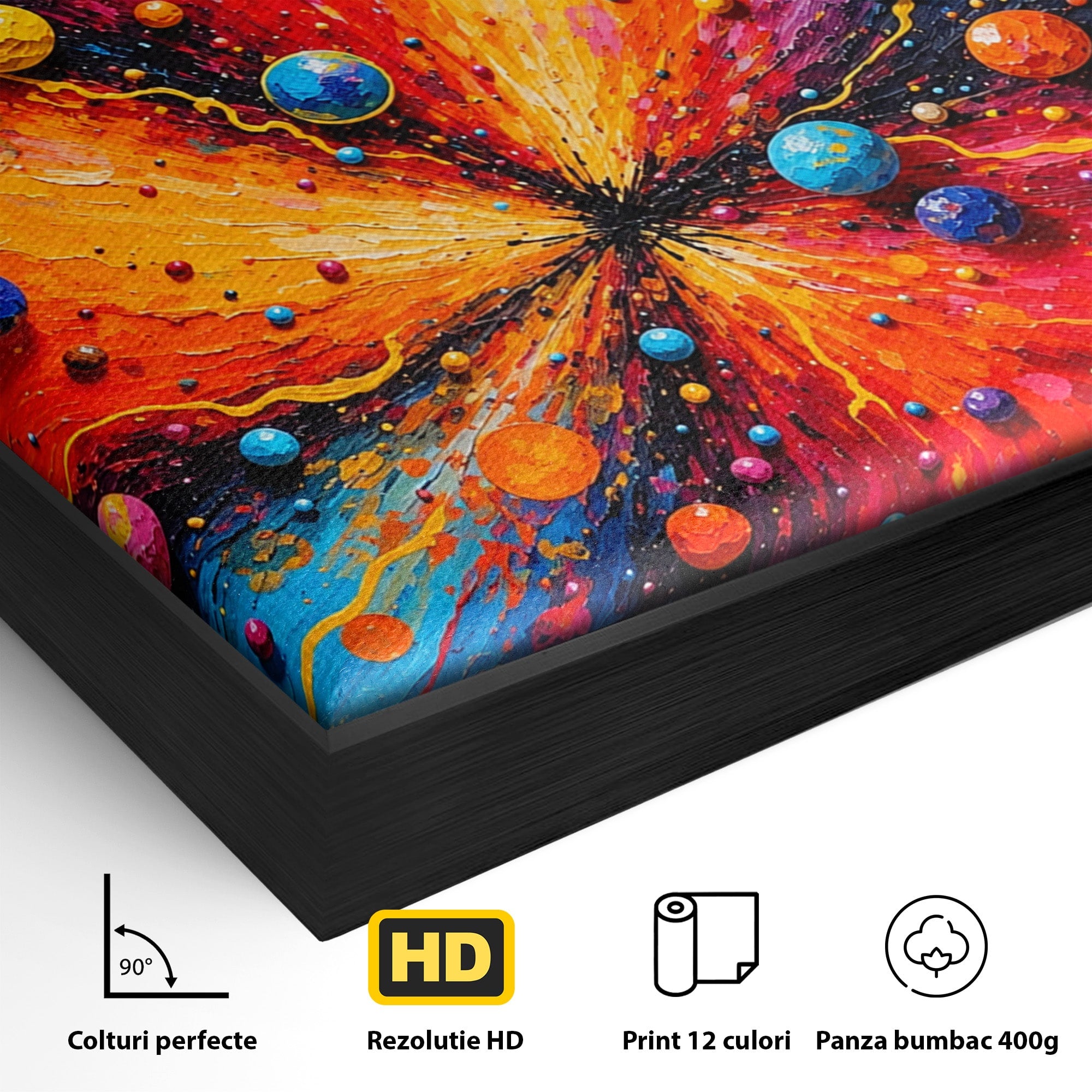 Tablou Canvas Premium LuxCanva® C1370, Explozie De Culori, Abstract, Modern, Dinamism, Energie, Living, Culori Vibrante