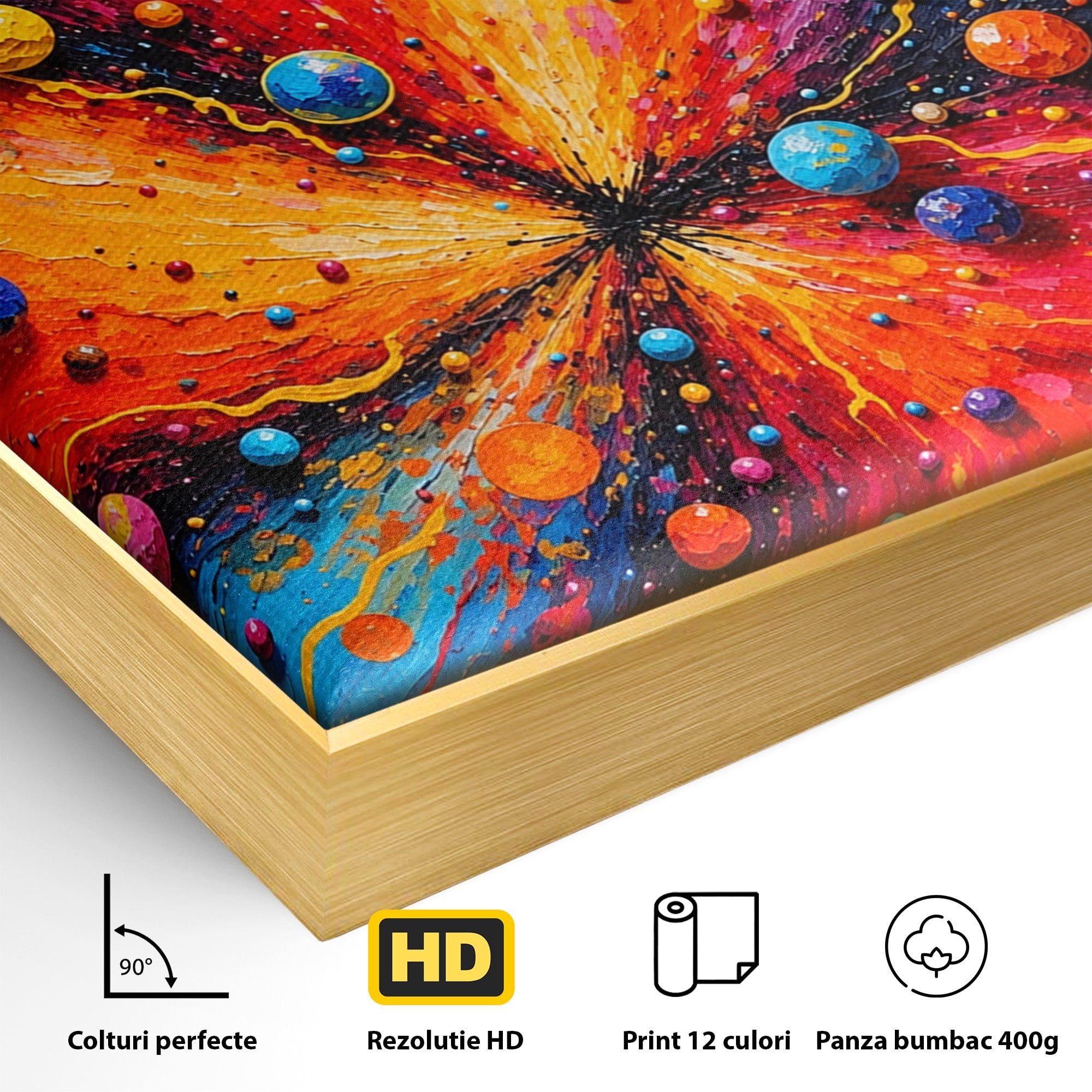 Tablou Canvas Premium LuxCanva® C1370, Explozie De Culori, Abstract, Modern, Dinamism, Energie, Living, Culori Vibrante