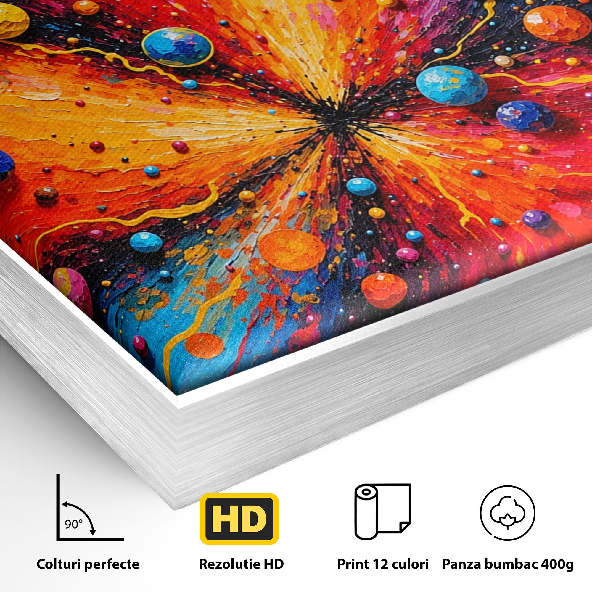 Tablou Canvas Premium LuxCanva® C1370, Explozie De Culori, Abstract, Modern, Dinamism, Energie, Living, Culori Vibrante