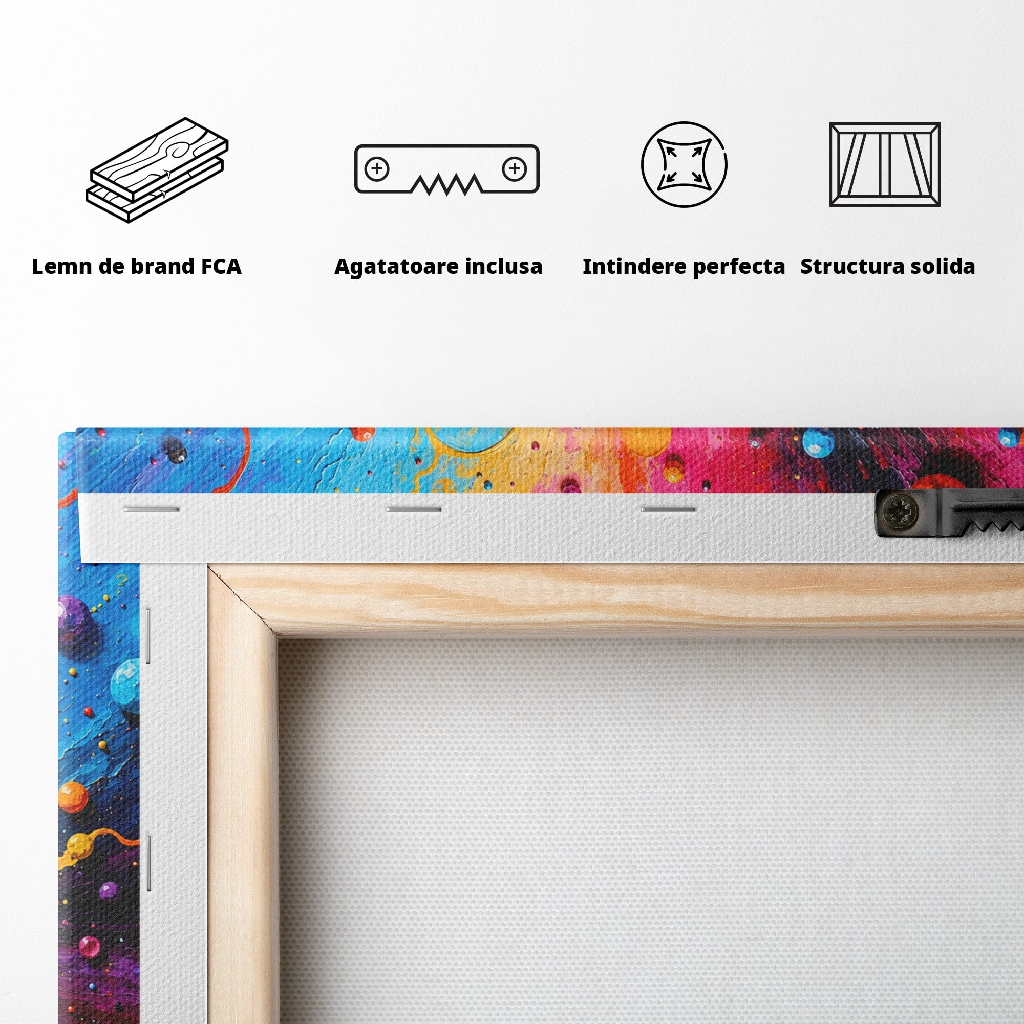 Tablou Canvas Premium LuxCanva® C1370, Explozie De Culori, Abstract, Modern, Dinamism, Energie, Living, Culori Vibrante