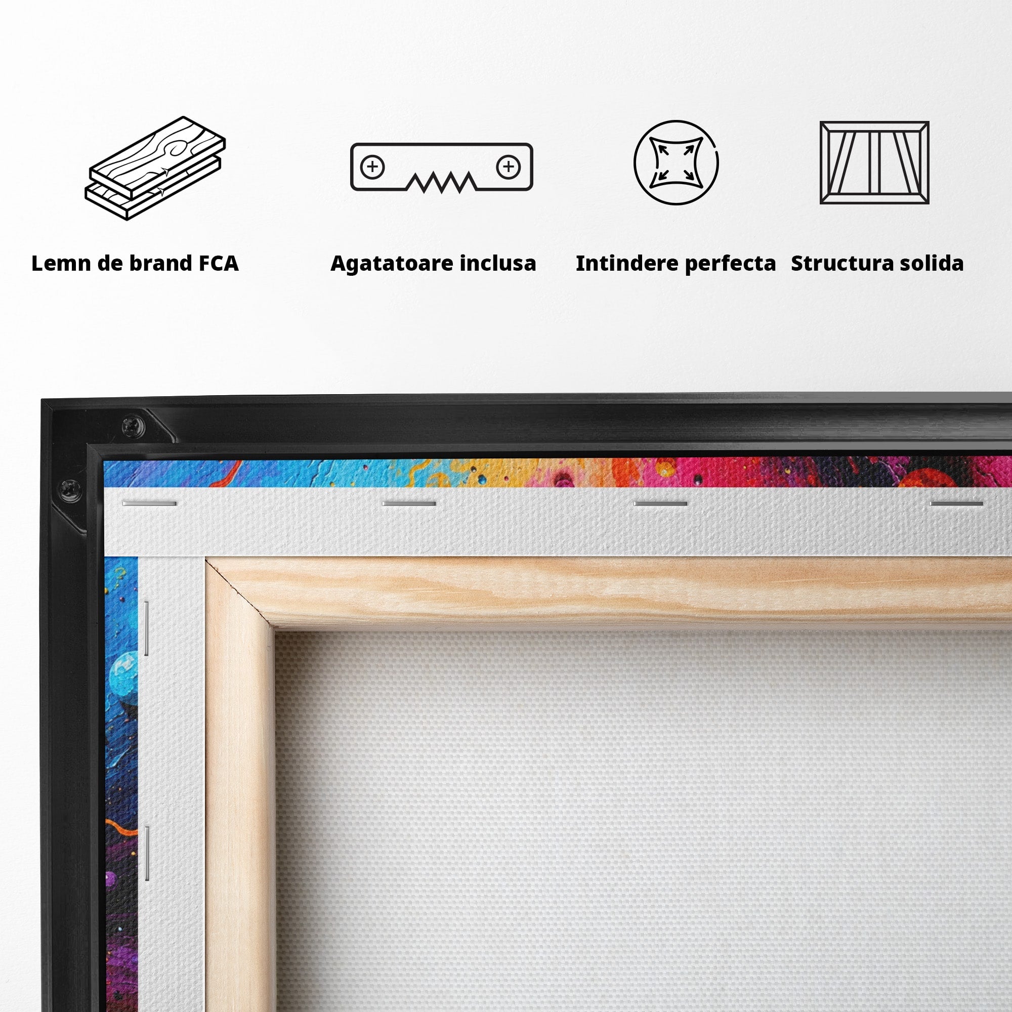 Tablou Canvas Premium LuxCanva® C1370, Explozie De Culori, Abstract, Modern, Dinamism, Energie, Living, Culori Vibrante