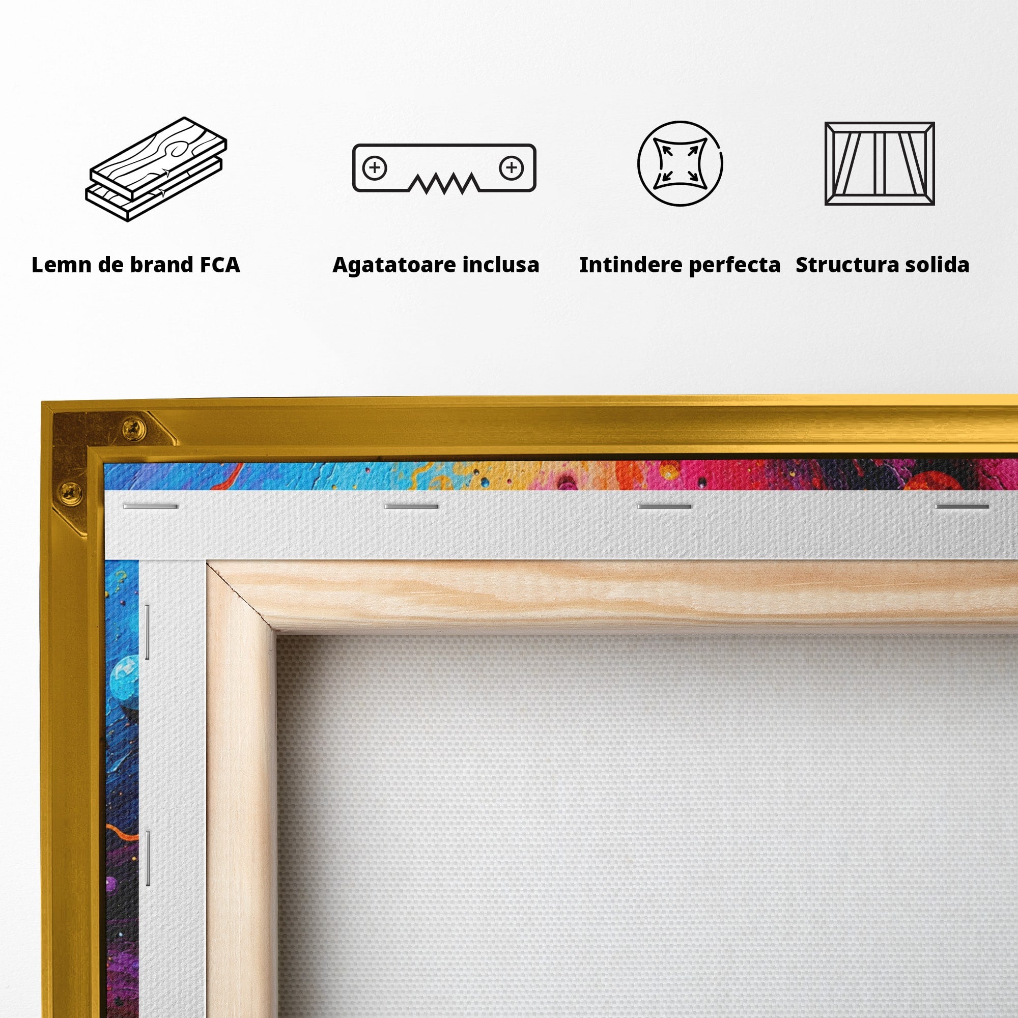 Tablou Canvas Premium LuxCanva® C1370, Explozie De Culori, Abstract, Modern, Dinamism, Energie, Living, Culori Vibrante