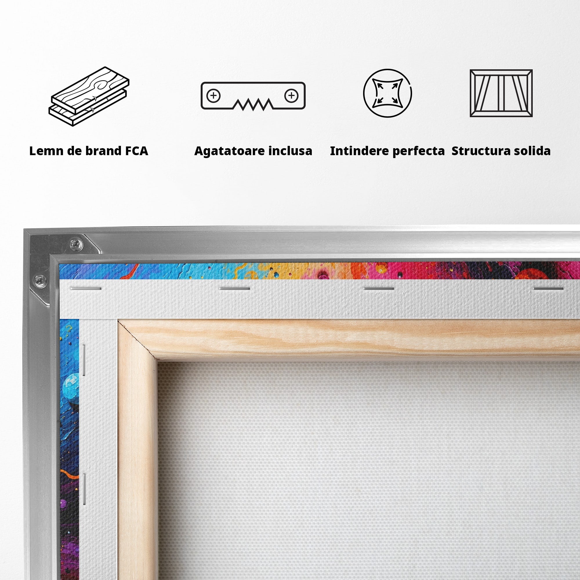 Tablou Canvas Premium LuxCanva® C1370, Explozie De Culori, Abstract, Modern, Dinamism, Energie, Living, Culori Vibrante
