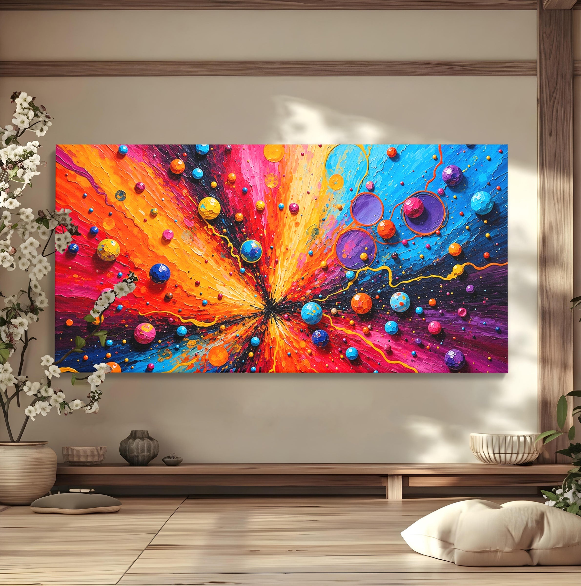 Tablou Canvas Premium LuxCanva® C1370, Explozie De Culori, Abstract, Modern, Dinamism, Energie, Living, Culori Vibrante