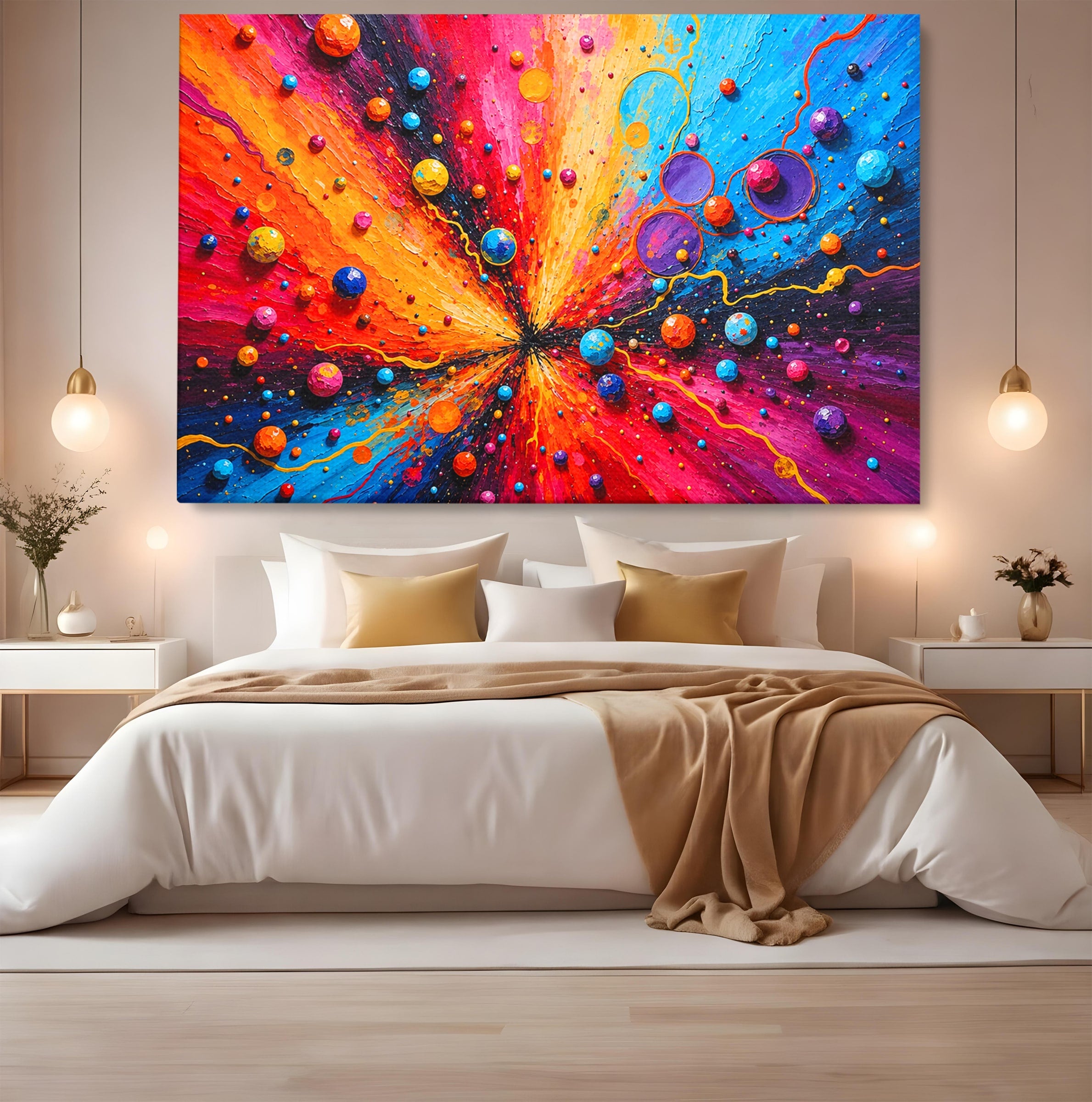 Tablou Canvas Premium LuxCanva® C1370, Explozie De Culori, Abstract, Modern, Dinamism, Energie, Living, Culori Vibrante