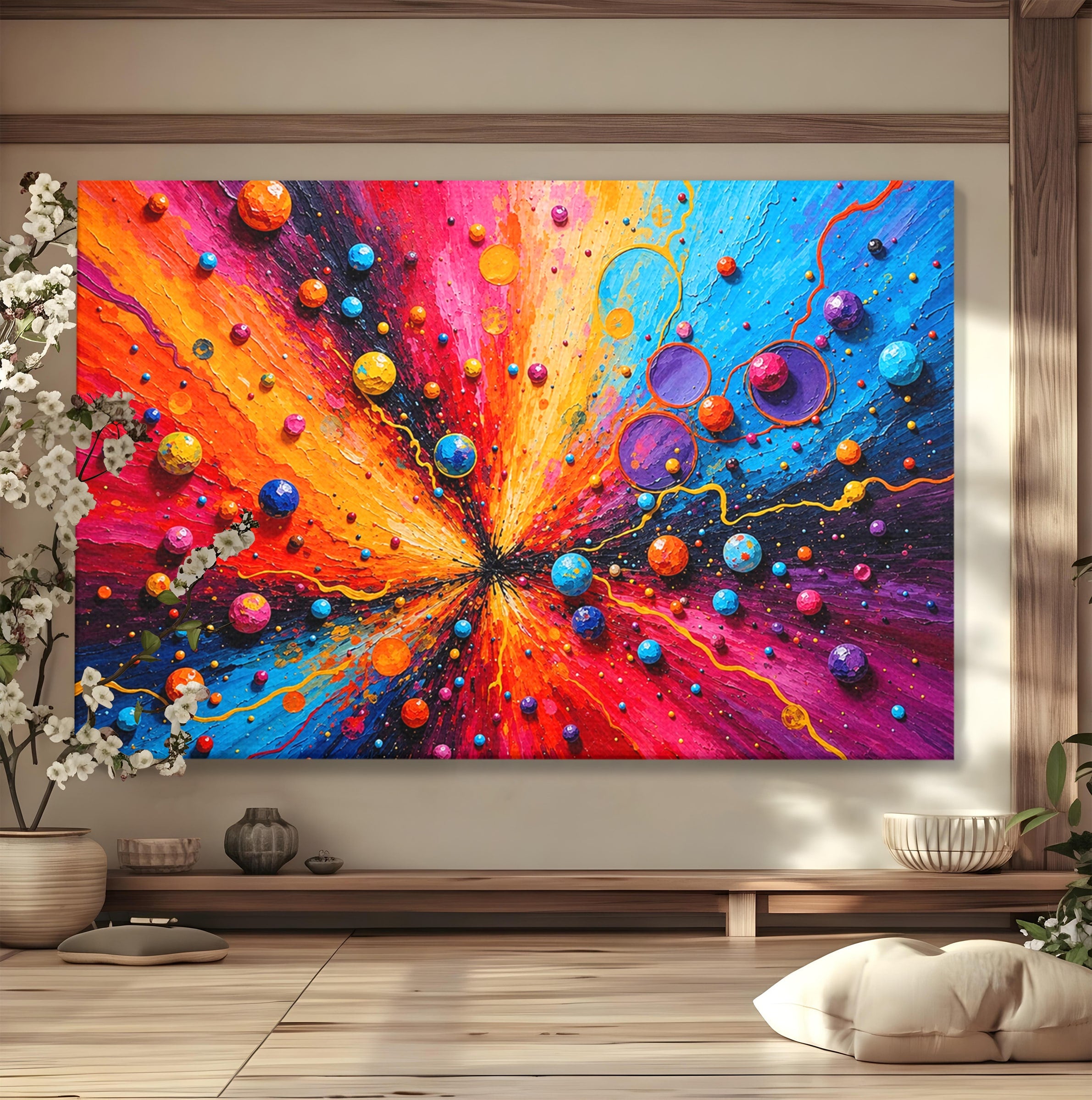Tablou Canvas Premium LuxCanva® C1370, Explozie De Culori, Abstract, Modern, Dinamism, Energie, Living, Culori Vibrante