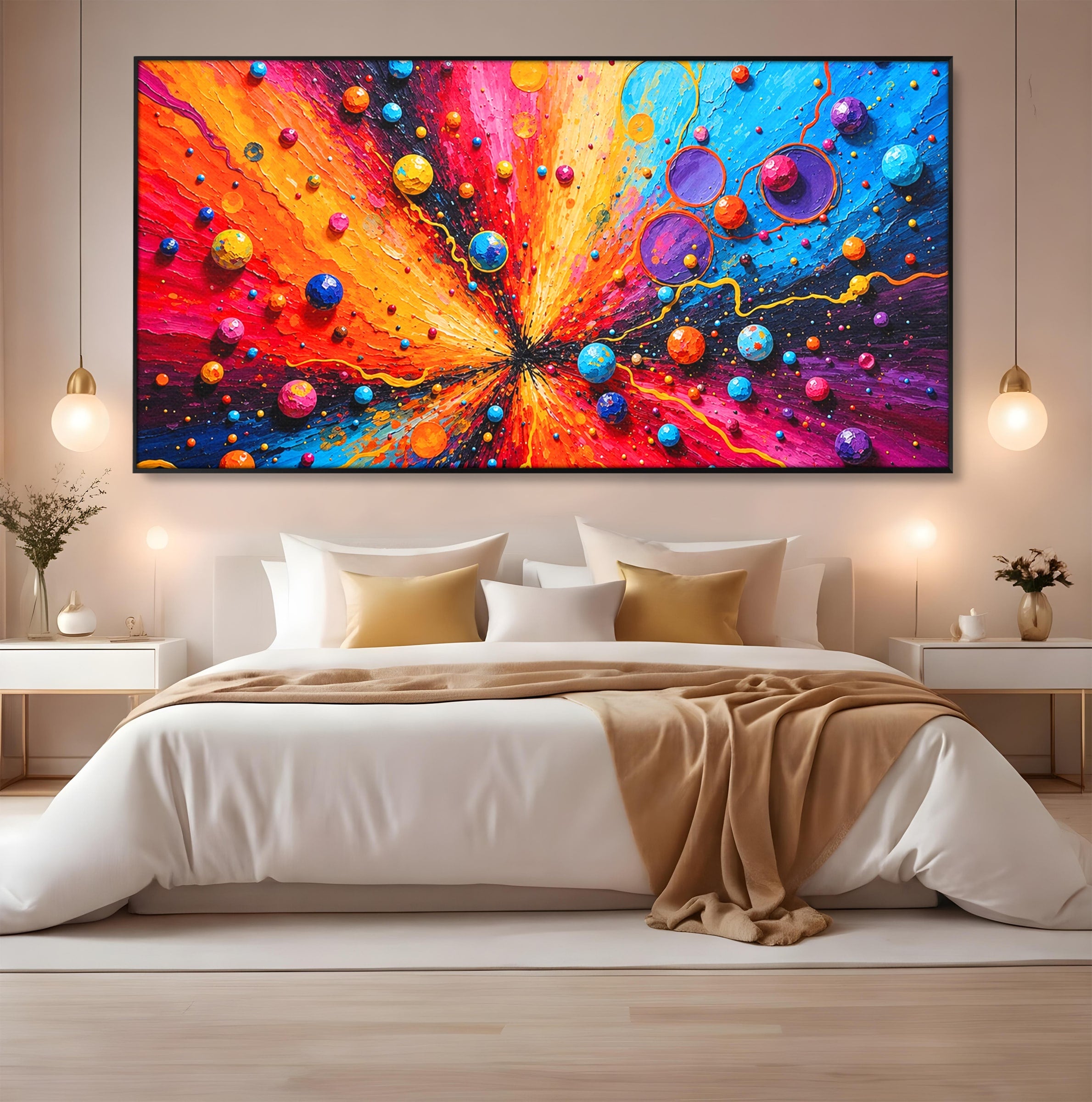 Tablou Canvas Premium LuxCanva® C1370, Explozie De Culori, Abstract, Modern, Dinamism, Energie, Living, Culori Vibrante