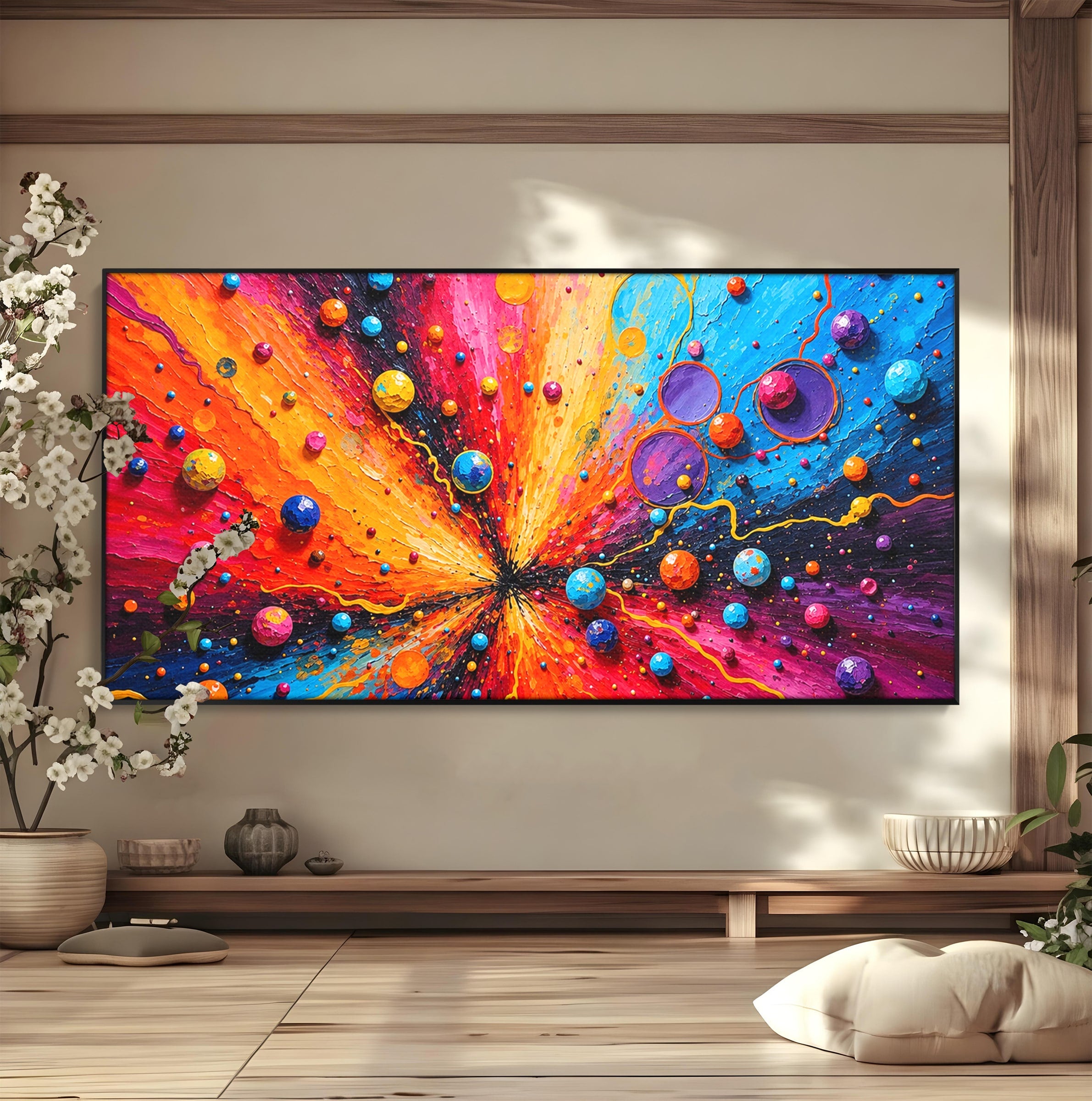 Tablou Canvas Premium LuxCanva® C1370, Explozie De Culori, Abstract, Modern, Dinamism, Energie, Living, Culori Vibrante