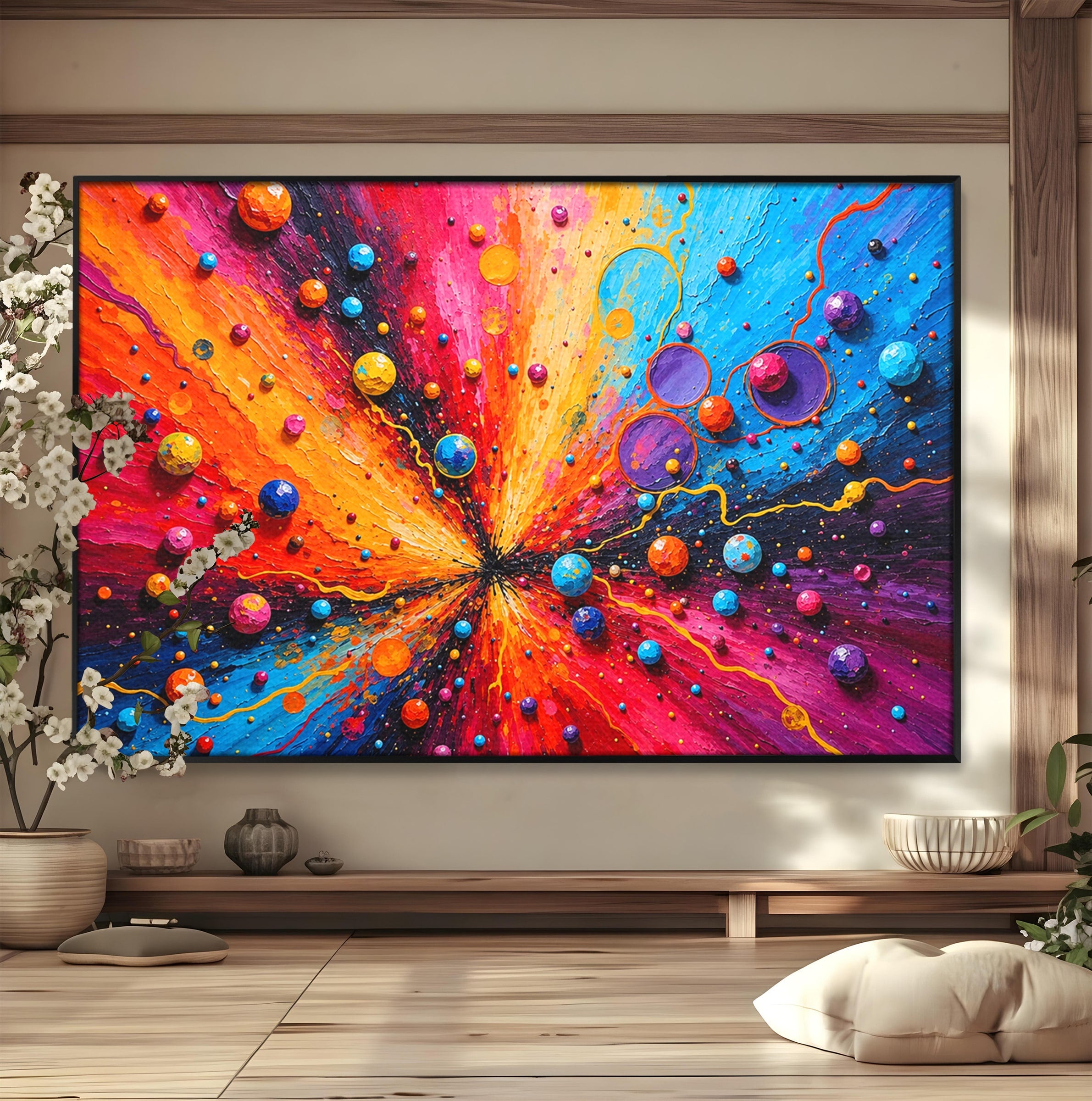 Tablou Canvas Premium LuxCanva® C1370, Explozie De Culori, Abstract, Modern, Dinamism, Energie, Living, Culori Vibrante