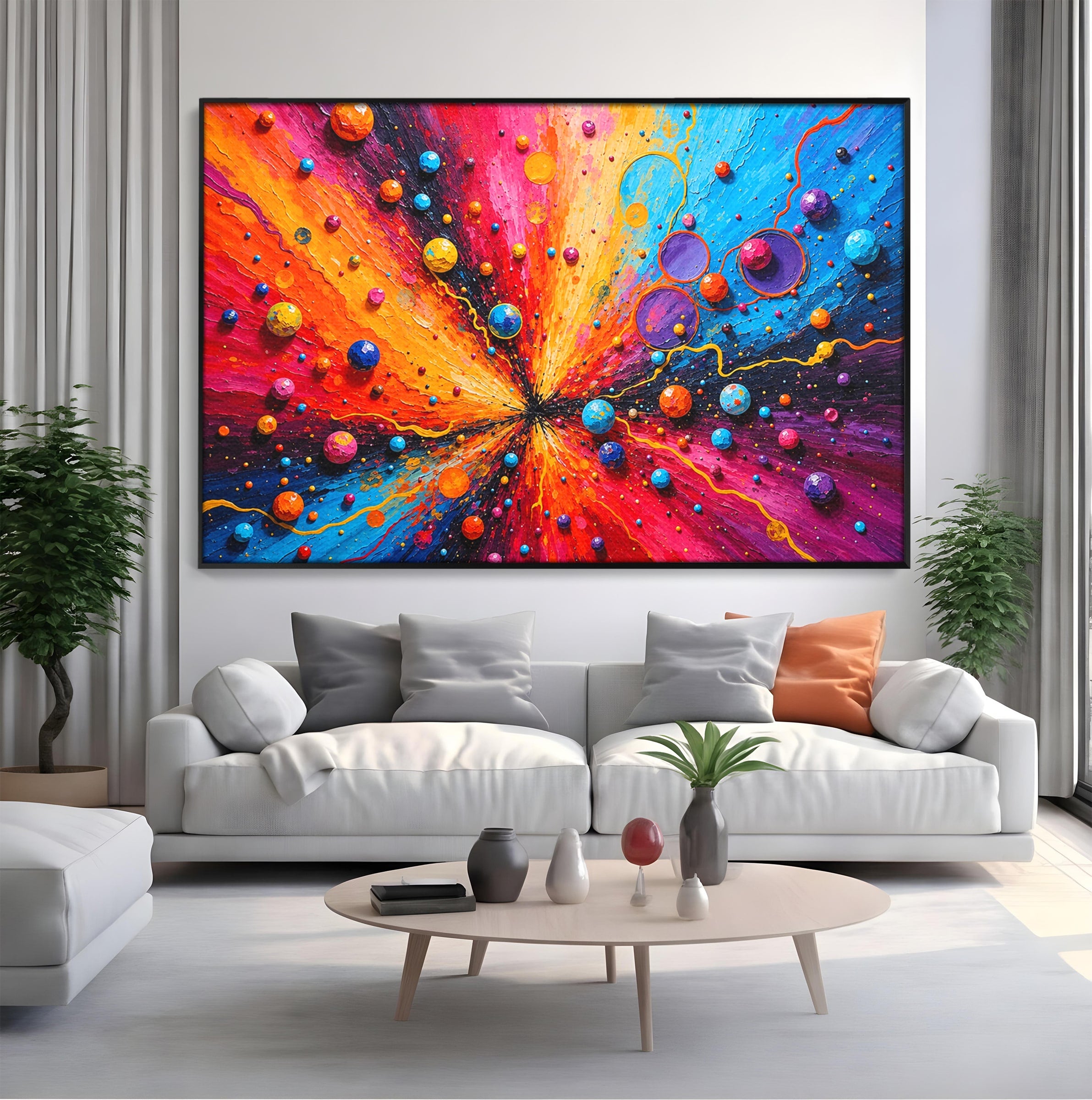 Tablou Canvas Premium LuxCanva® C1370, Explozie De Culori, Abstract, Modern, Dinamism, Energie, Living, Culori Vibrante
