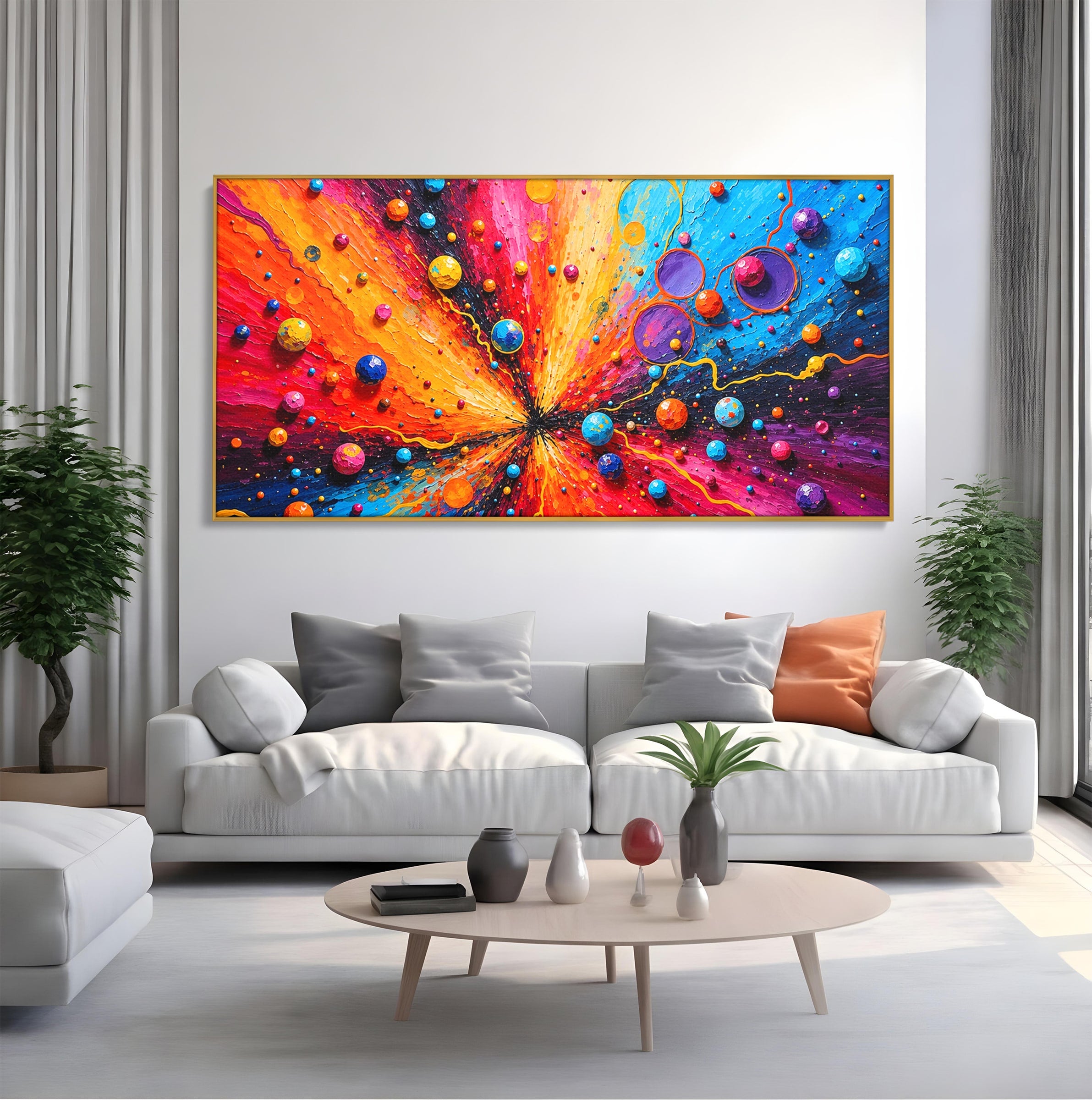 Tablou Canvas Premium LuxCanva® C1370, Explozie De Culori, Abstract, Modern, Dinamism, Energie, Living, Culori Vibrante