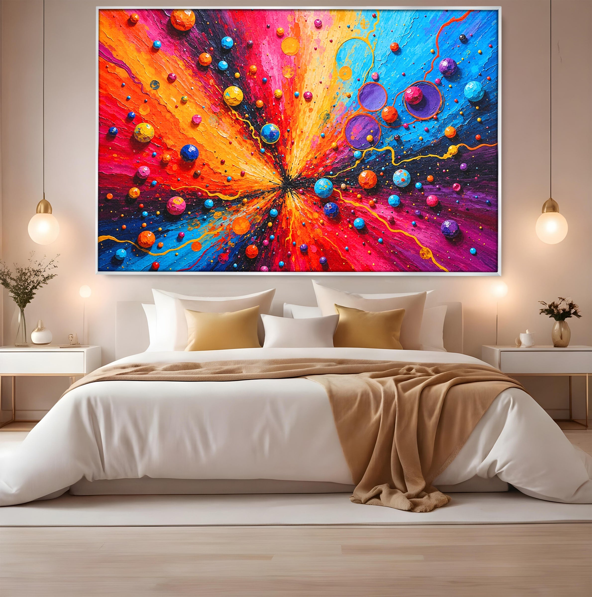 Tablou Canvas Premium LuxCanva® C1370, Explozie De Culori, Abstract, Modern, Dinamism, Energie, Living, Culori Vibrante
