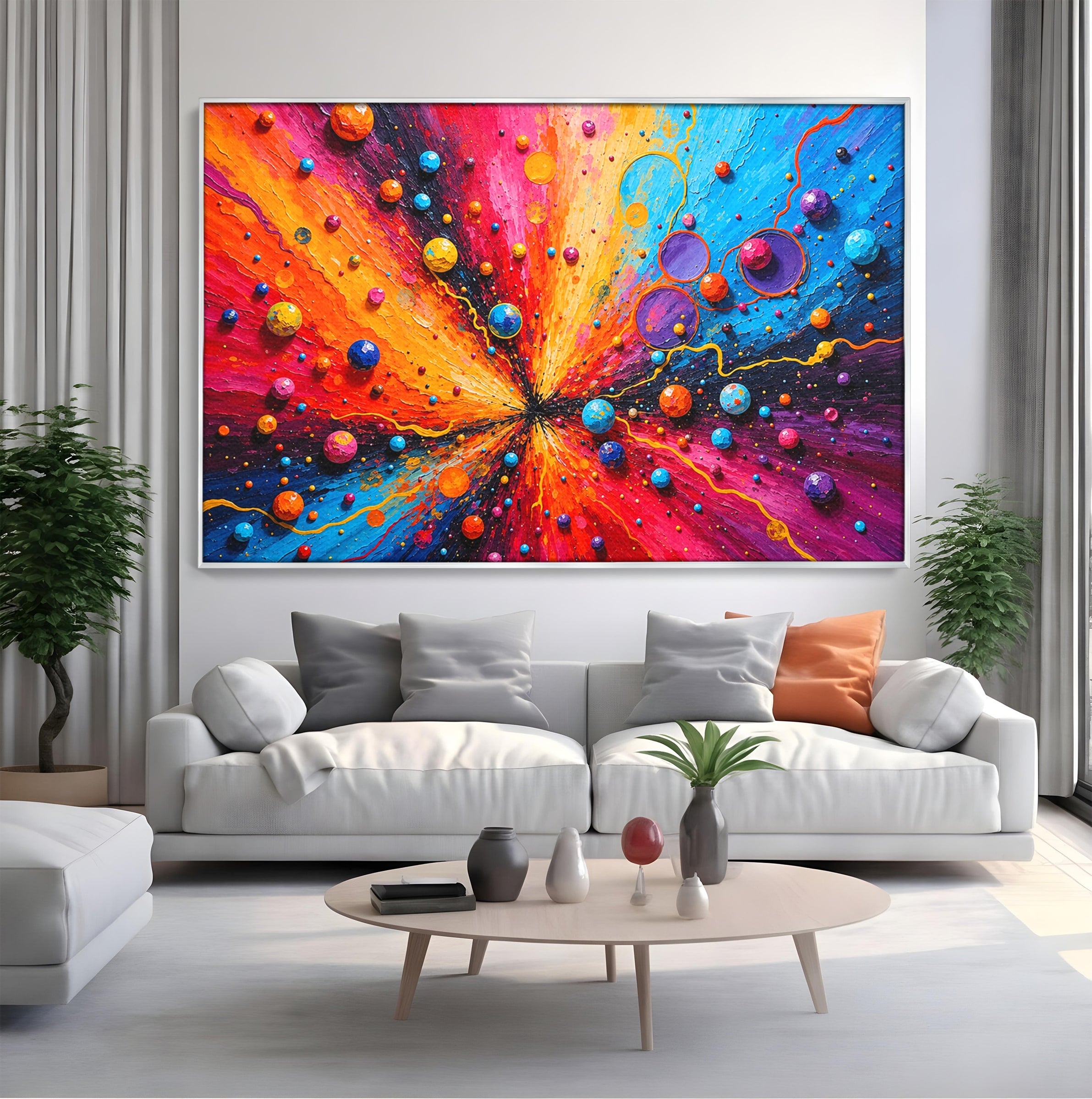 Tablou Canvas Premium LuxCanva® C1370, Explozie De Culori, Abstract, Modern, Dinamism, Energie, Living, Culori Vibrante