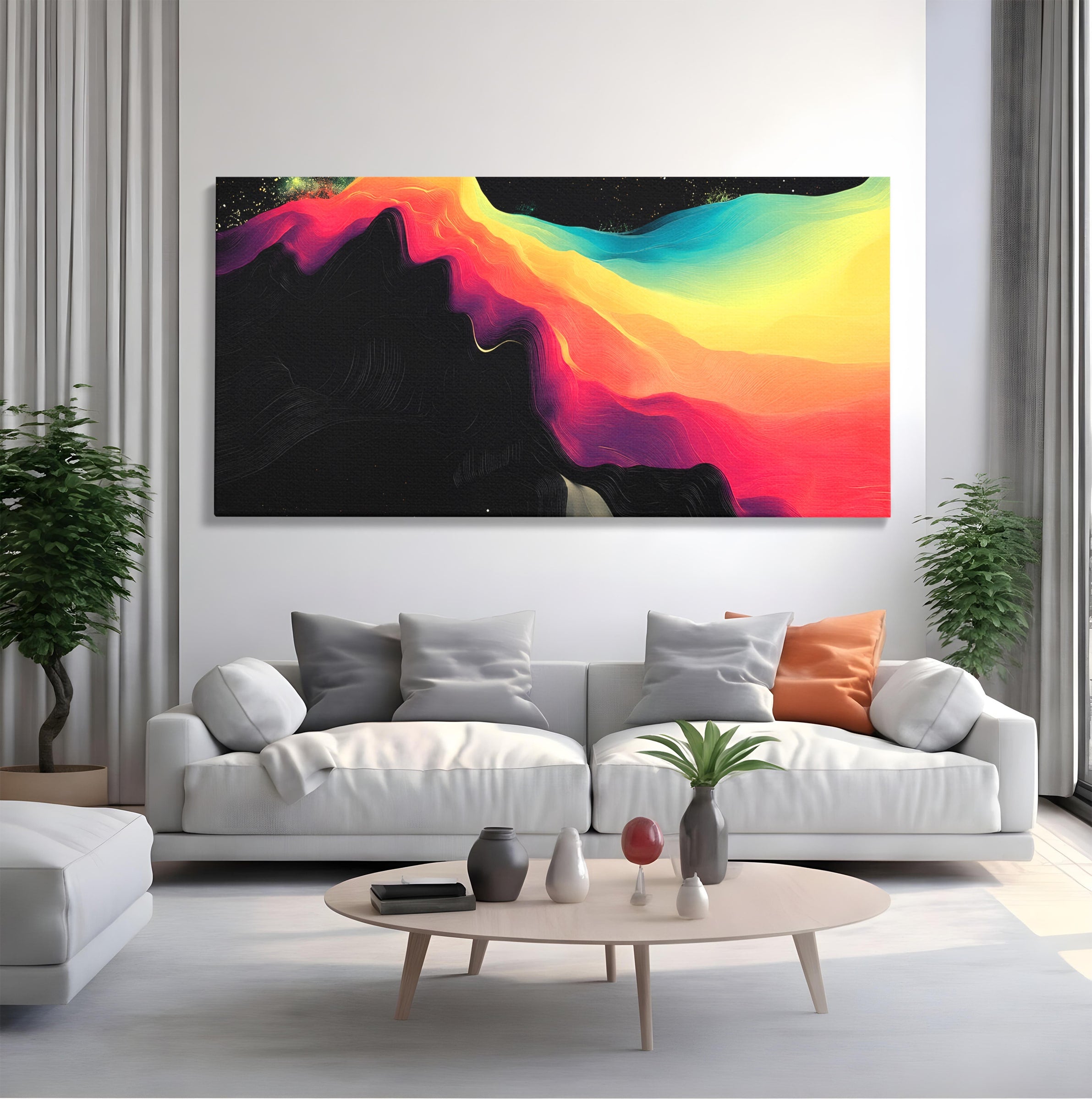 Tablou Canvas Premium LuxCanva® C1372, Peisaj Cosmic Abstractionist, Peisaj, Abstractie, Univers, Culori, Modern, Living, Dormitor, Culori Vibrante