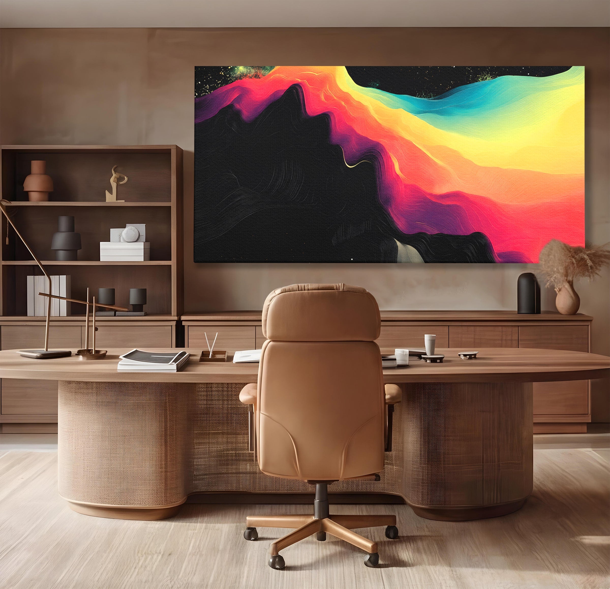 Tablou Canvas Premium LuxCanva® C1372, Peisaj Cosmic Abstractionist, Peisaj, Abstractie, Univers, Culori, Modern, Living, Dormitor, Culori Vibrante