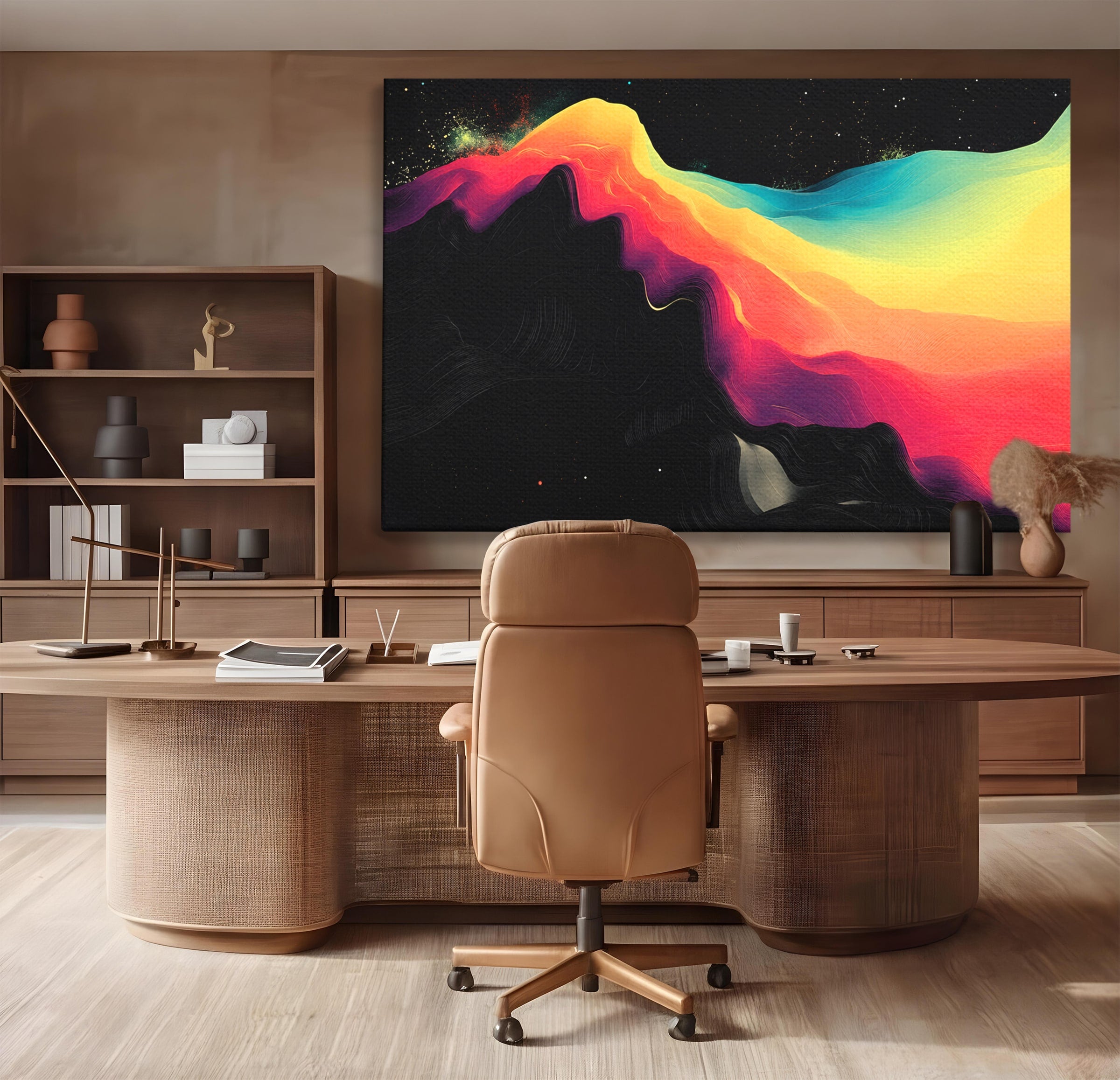Tablou Canvas Premium LuxCanva® C1372, Peisaj Cosmic Abstractionist, Peisaj, Abstractie, Univers, Culori, Modern, Living, Dormitor, Culori Vibrante