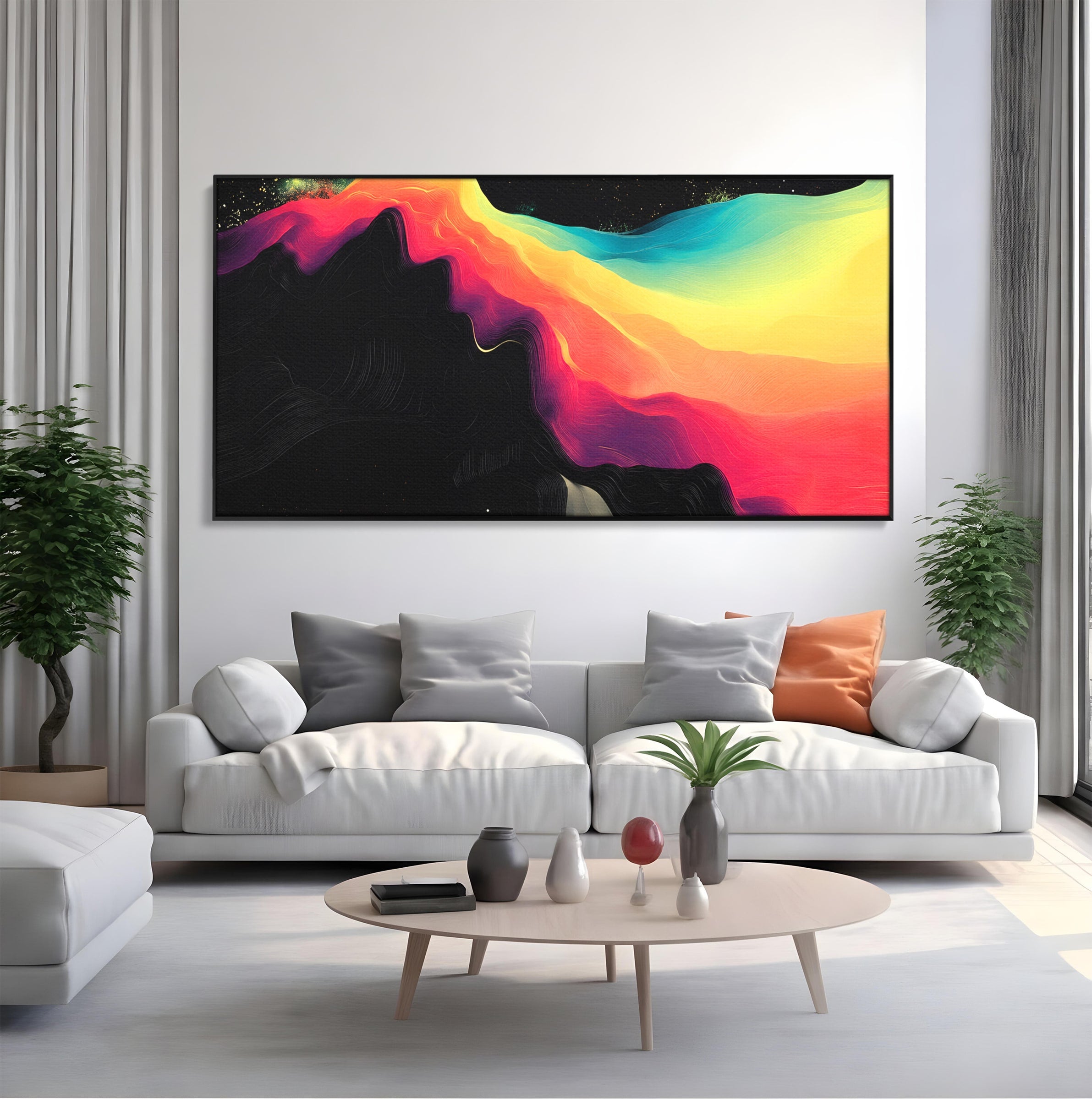 Tablou Canvas Premium LuxCanva® C1372, Peisaj Cosmic Abstractionist, Peisaj, Abstractie, Univers, Culori, Modern, Living, Dormitor, Culori Vibrante