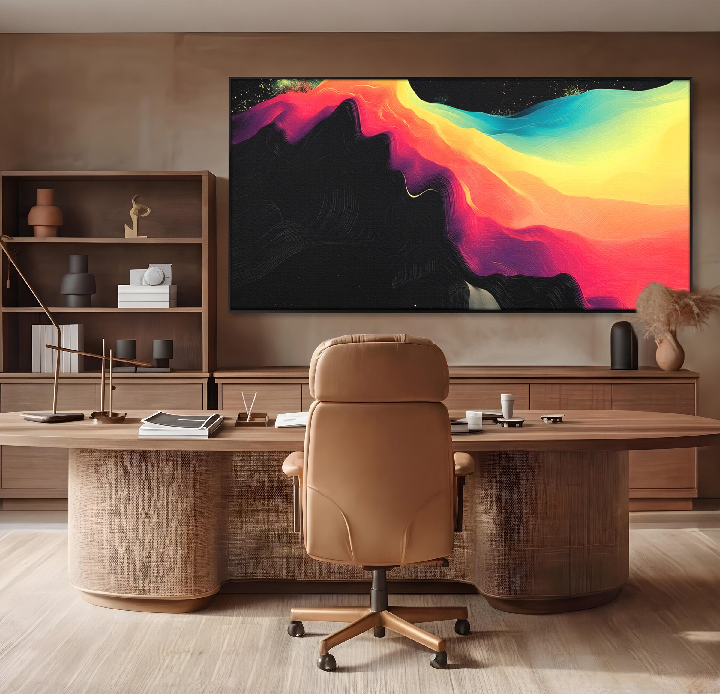 Tablou Canvas Premium LuxCanva® C1372, Peisaj Cosmic Abstractionist, Peisaj, Abstractie, Univers, Culori, Modern, Living, Dormitor, Culori Vibrante