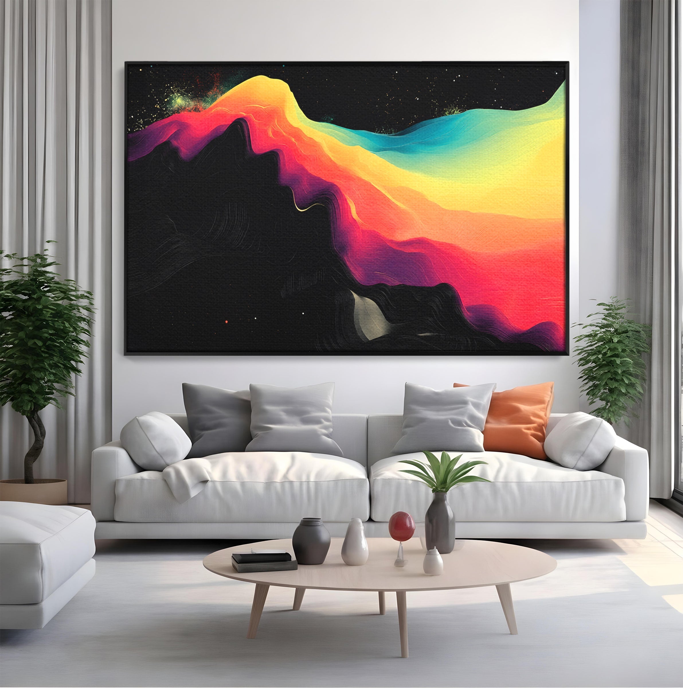 Tablou Canvas Premium LuxCanva® C1372, Peisaj Cosmic Abstractionist, Peisaj, Abstractie, Univers, Culori, Modern, Living, Dormitor, Culori Vibrante