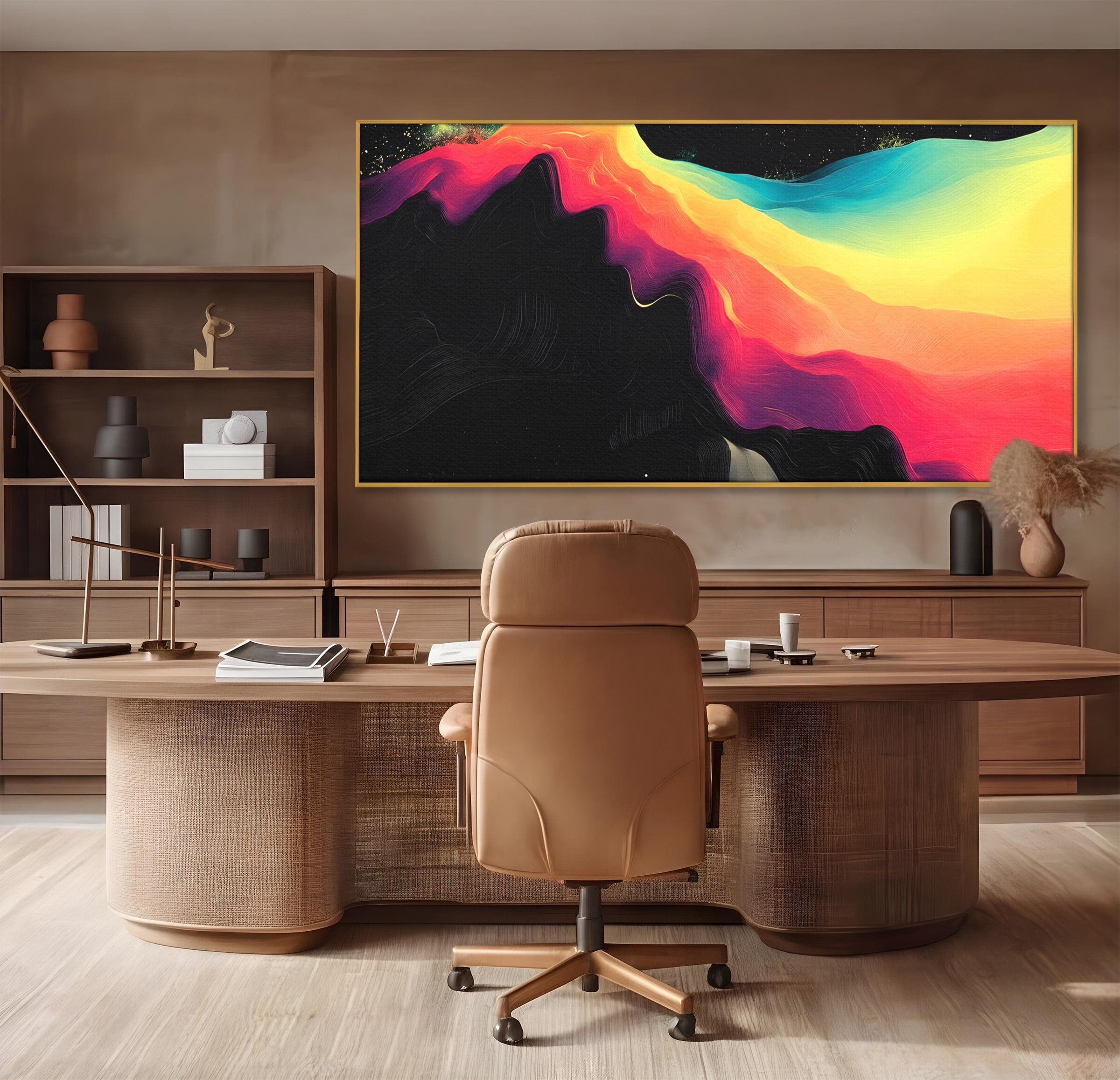 Tablou Canvas Premium LuxCanva® C1372, Peisaj Cosmic Abstractionist, Peisaj, Abstractie, Univers, Culori, Modern, Living, Dormitor, Culori Vibrante