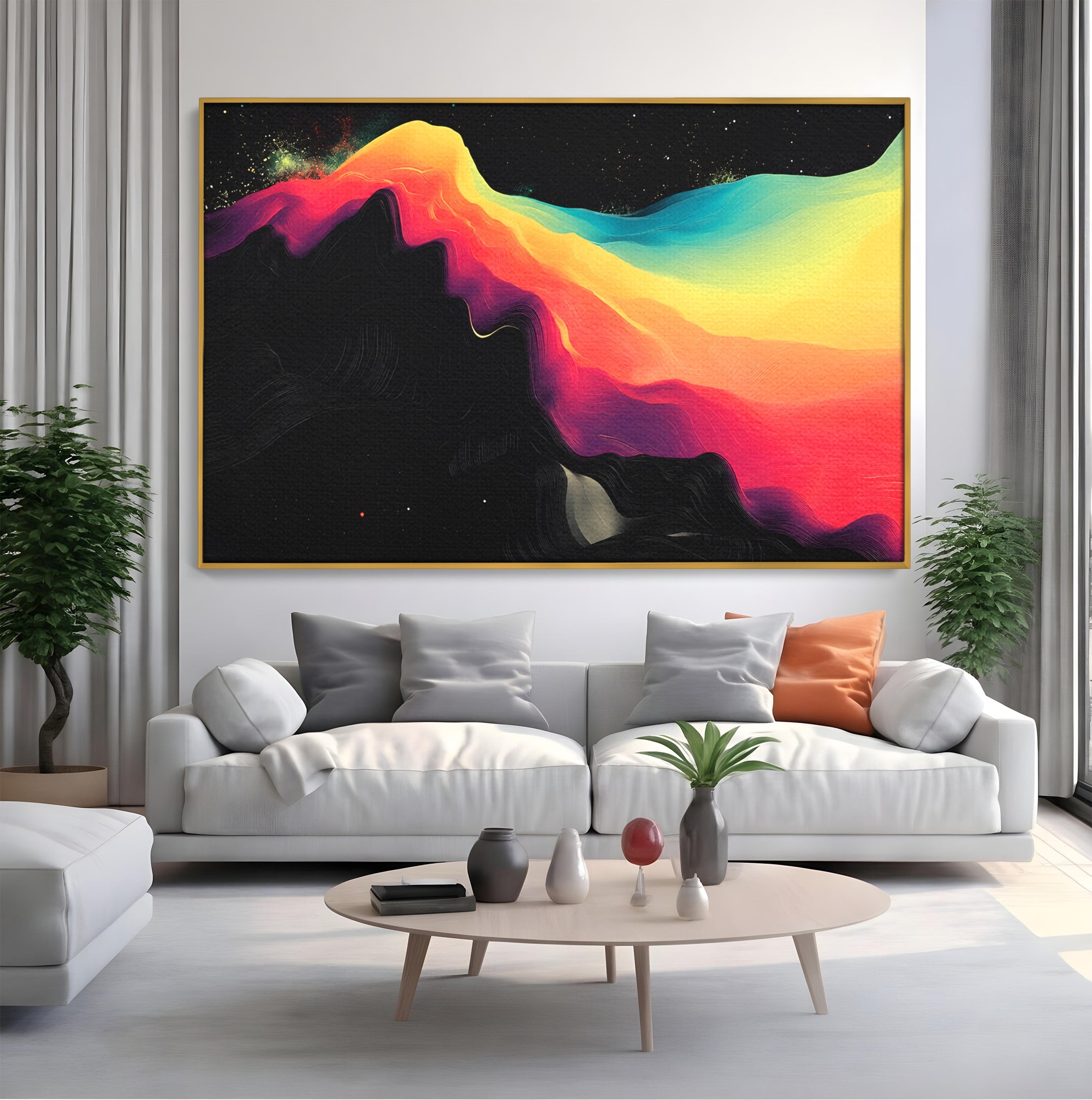 Tablou Canvas Premium LuxCanva® C1372, Peisaj Cosmic Abstractionist, Peisaj, Abstractie, Univers, Culori, Modern, Living, Dormitor, Culori Vibrante
