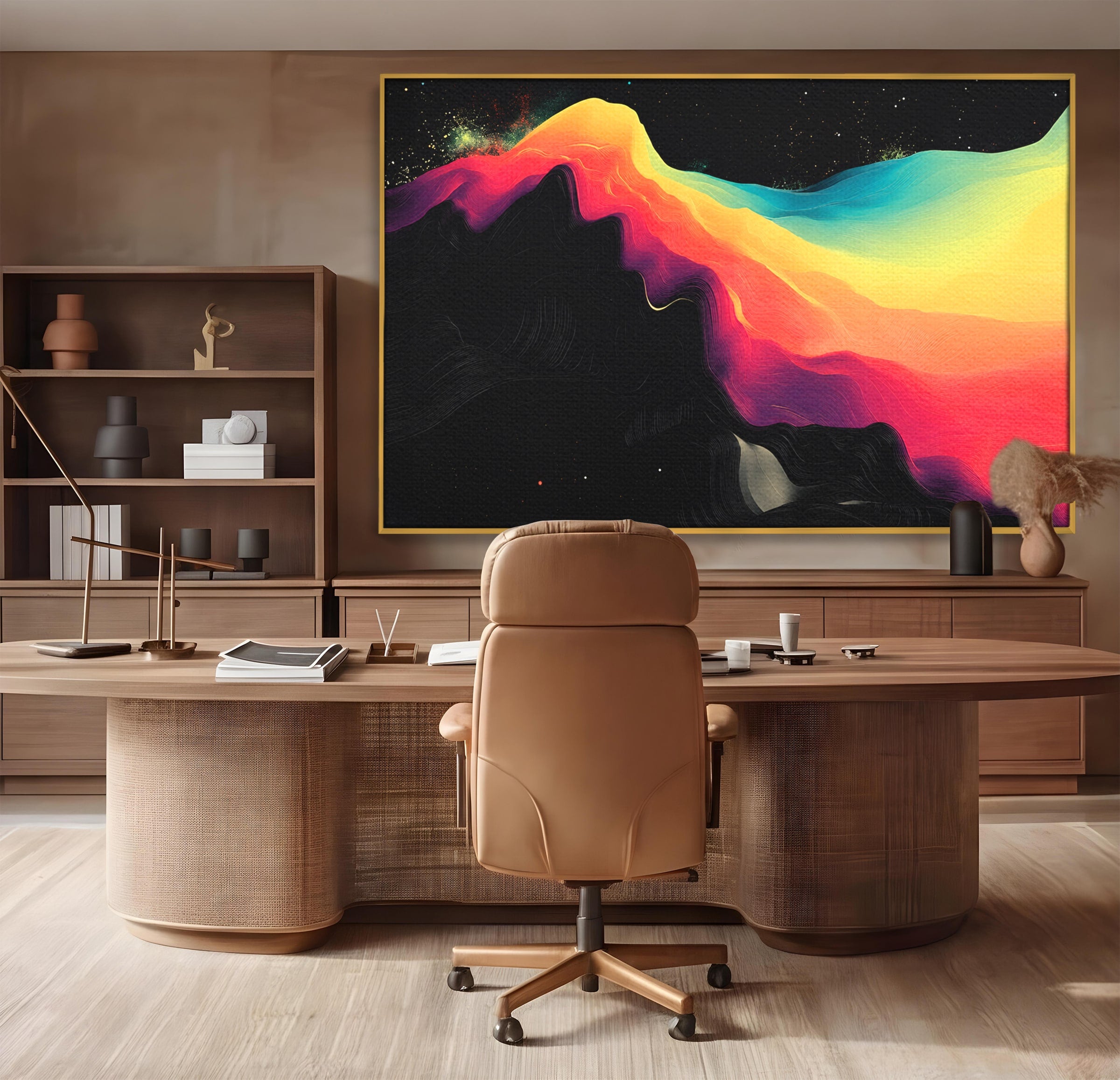 Tablou Canvas Premium LuxCanva® C1372, Peisaj Cosmic Abstractionist, Peisaj, Abstractie, Univers, Culori, Modern, Living, Dormitor, Culori Vibrante