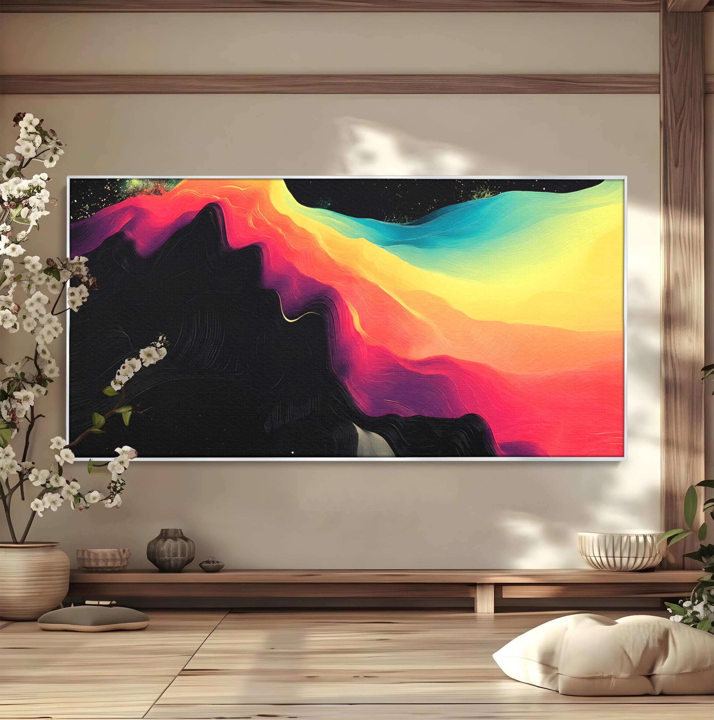 Tablou Canvas Premium LuxCanva® C1372, Peisaj Cosmic Abstractionist, Peisaj, Abstractie, Univers, Culori, Modern, Living, Dormitor, Culori Vibrante