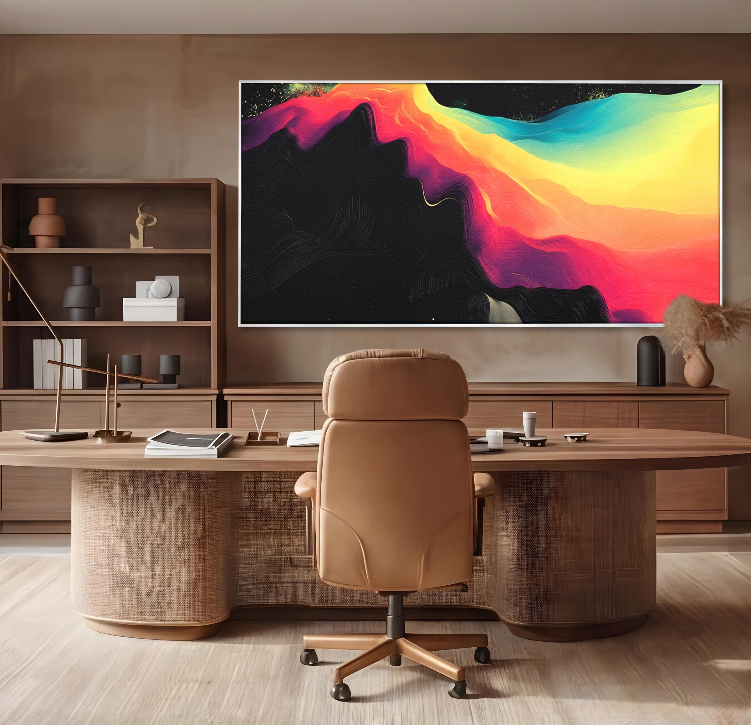 Tablou Canvas Premium LuxCanva® C1372, Peisaj Cosmic Abstractionist, Peisaj, Abstractie, Univers, Culori, Modern, Living, Dormitor, Culori Vibrante