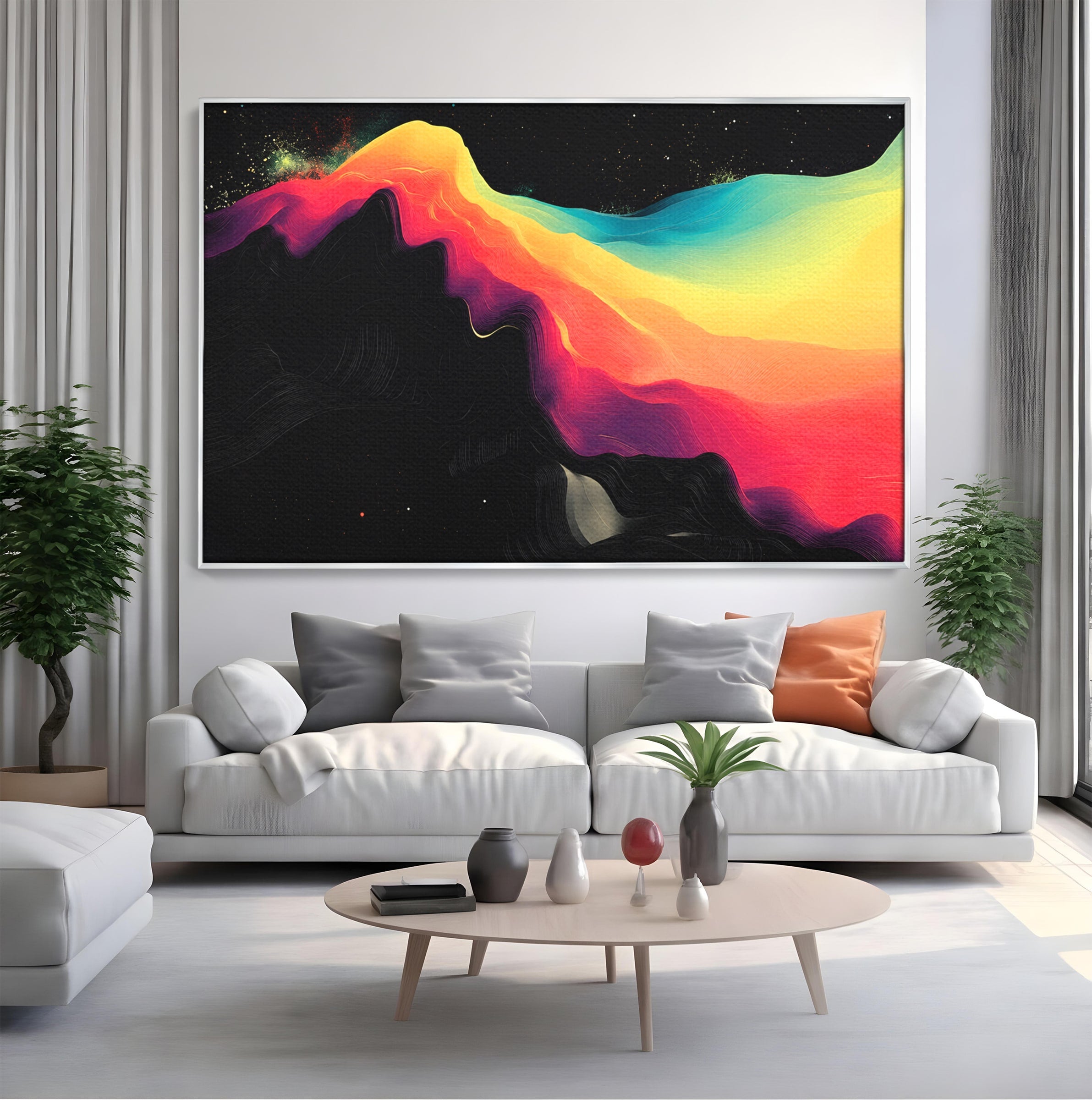 Tablou Canvas Premium LuxCanva® C1372, Peisaj Cosmic Abstractionist, Peisaj, Abstractie, Univers, Culori, Modern, Living, Dormitor, Culori Vibrante