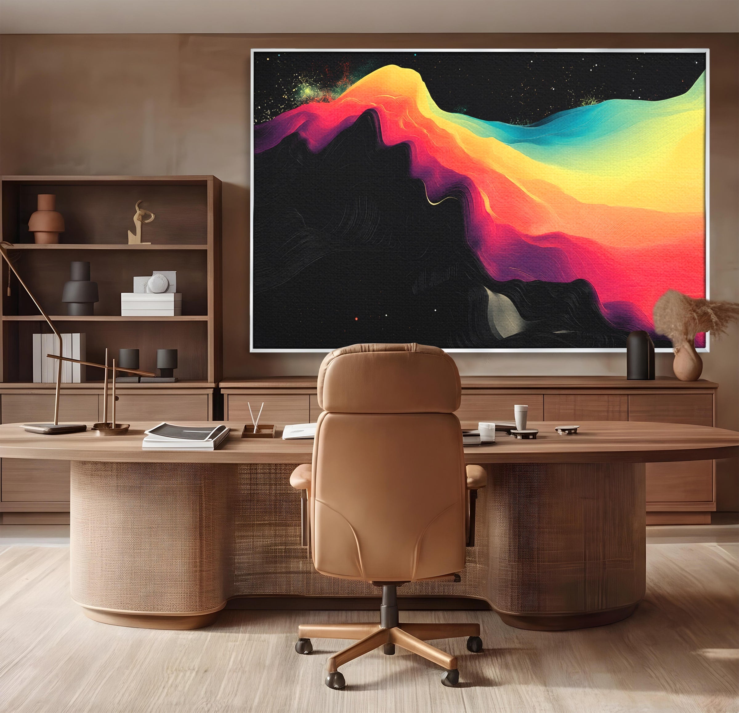 Tablou Canvas Premium LuxCanva® C1372, Peisaj Cosmic Abstractionist, Peisaj, Abstractie, Univers, Culori, Modern, Living, Dormitor, Culori Vibrante