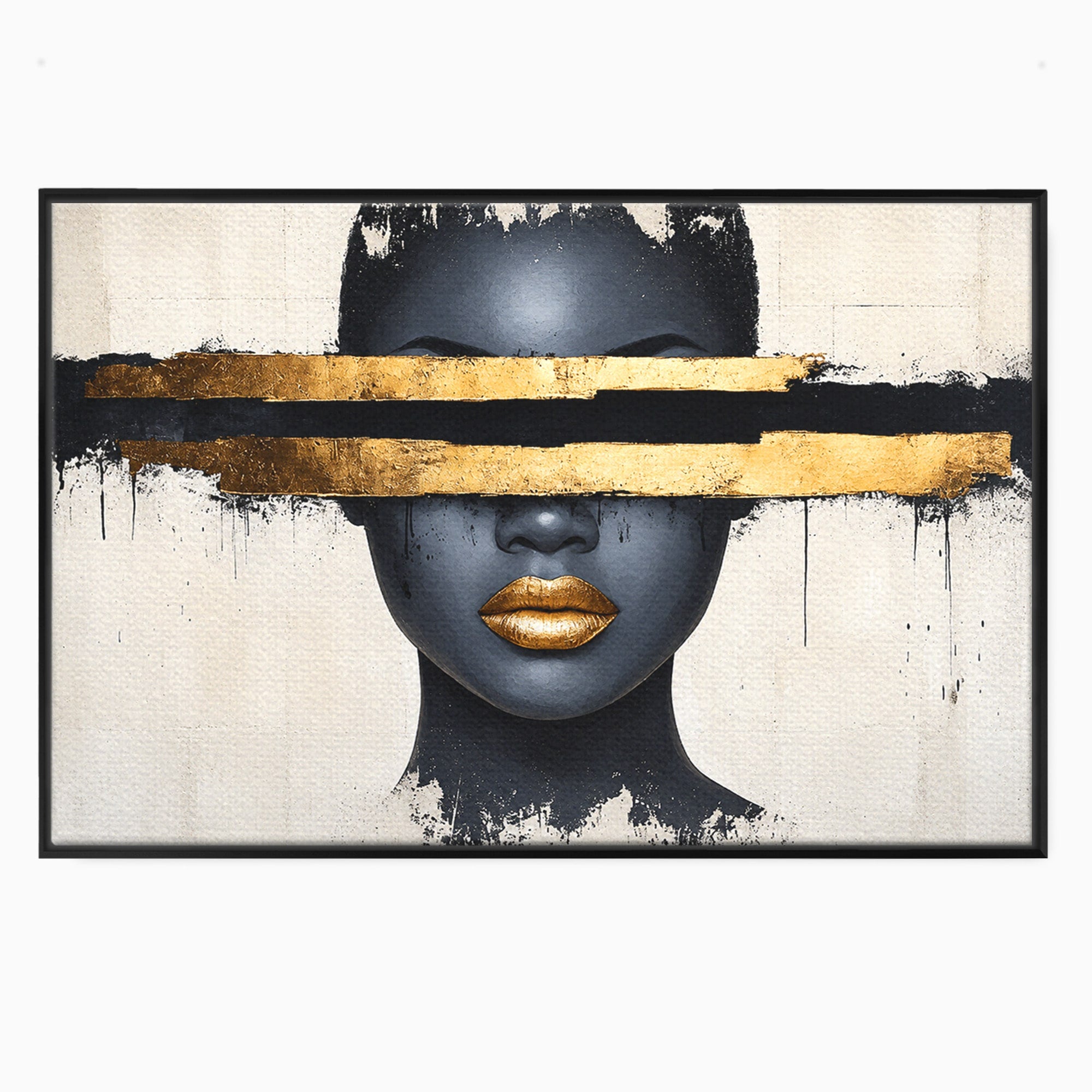 Tablou Canvas Premium LuxCanva® C1374, Portret Abstract Cu Auriu, Portret, Abstract, Modern, Dormitor, Birou, Culori Vibrante
