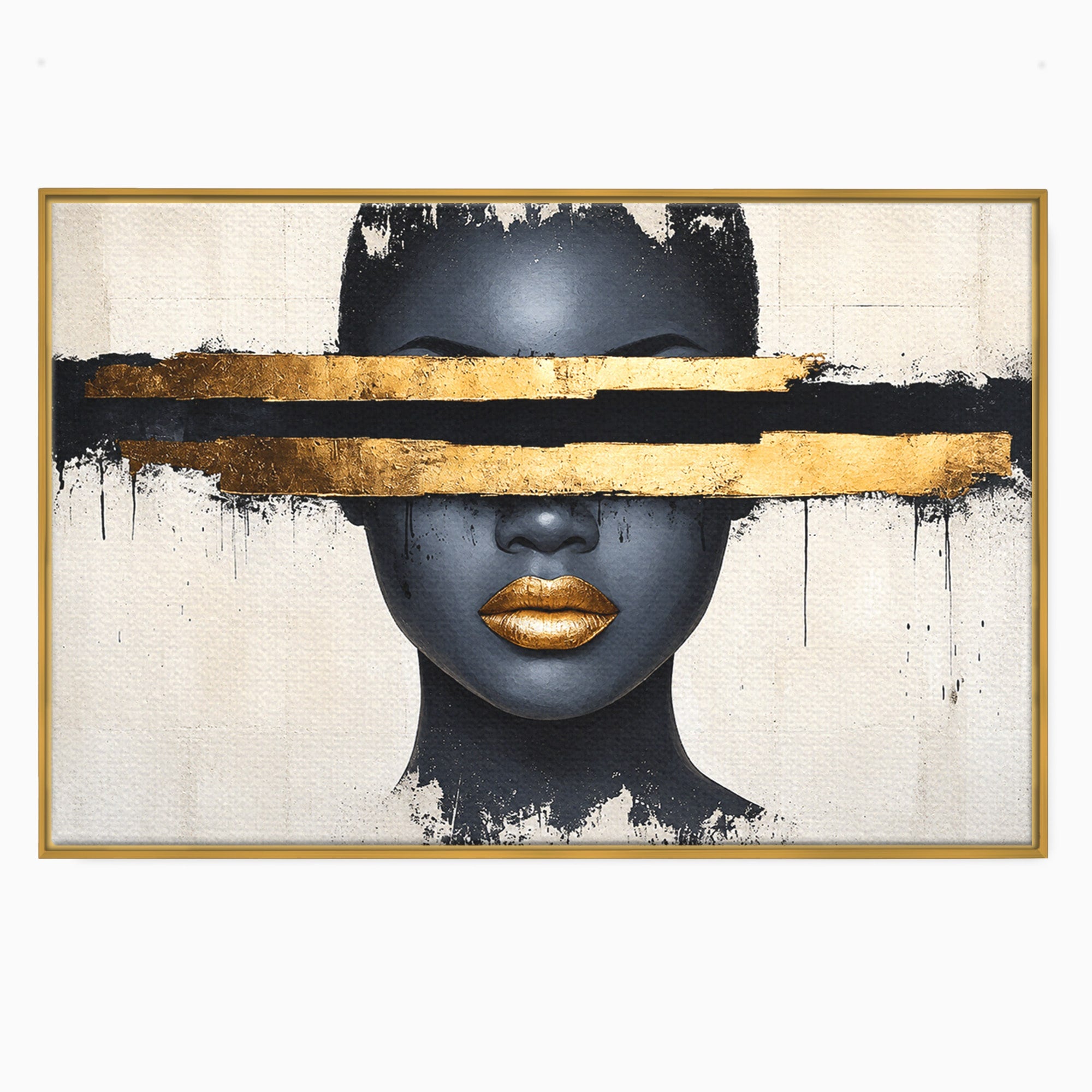 Tablou Canvas Premium LuxCanva® C1374, Portret Abstract Cu Auriu, Portret, Abstract, Modern, Dormitor, Birou, Culori Vibrante