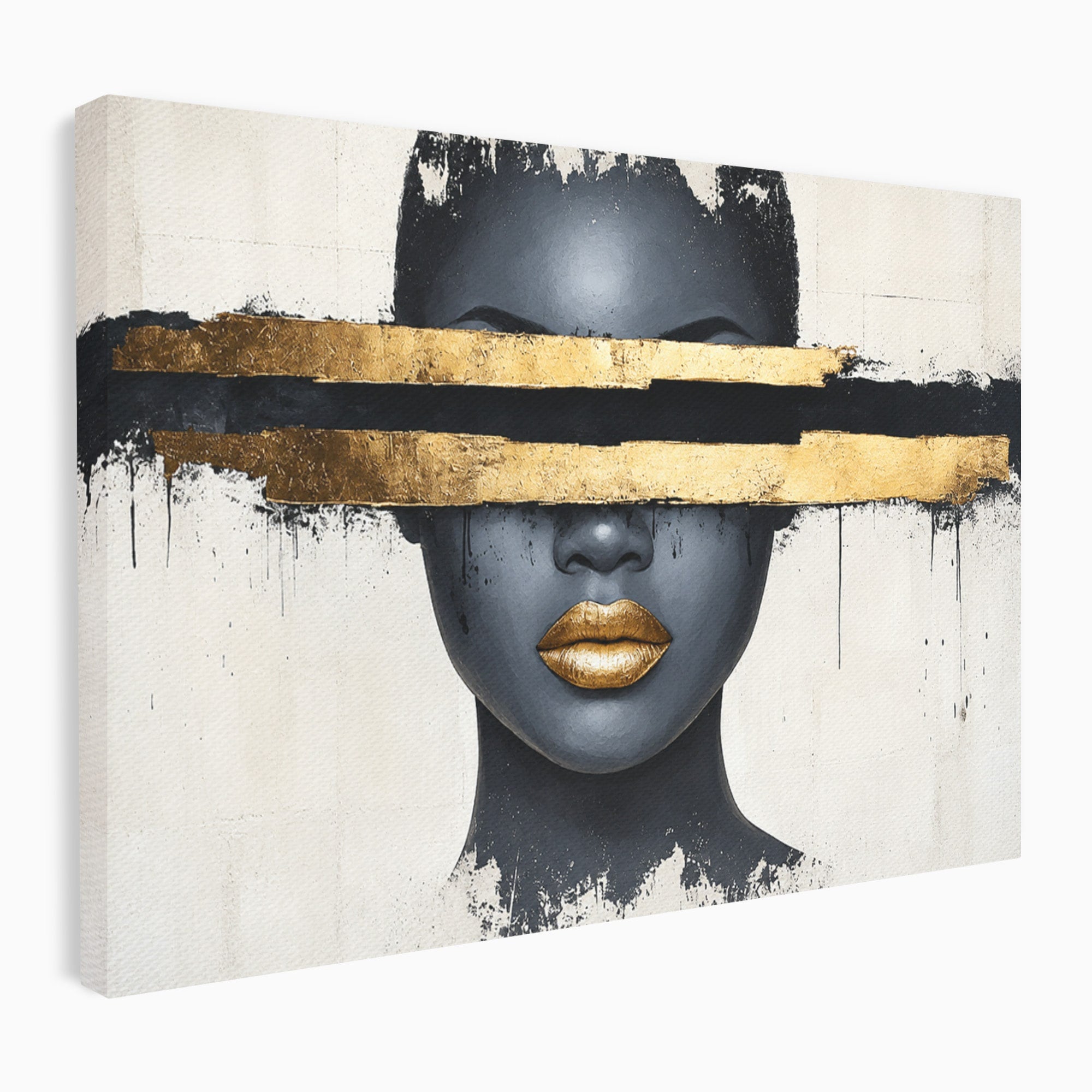 Tablou Canvas Premium LuxCanva® C1374, Portret Abstract Cu Auriu, Portret, Abstract, Modern, Dormitor, Birou, Culori Vibrante