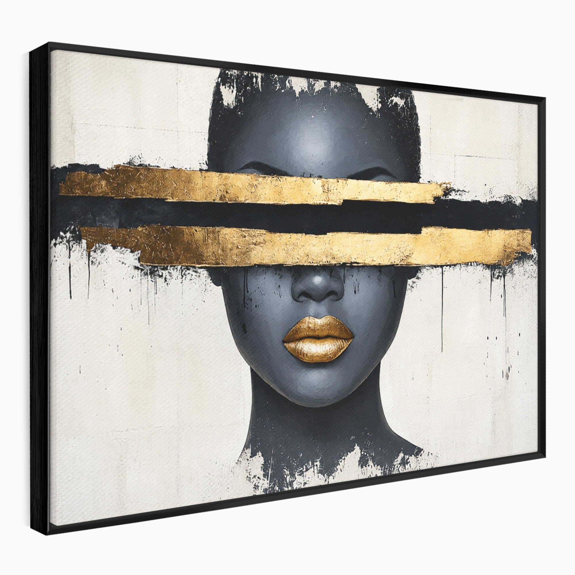 Tablou Canvas Premium LuxCanva® C1374, Portret Abstract Cu Auriu, Portret, Abstract, Modern, Dormitor, Birou, Culori Vibrante