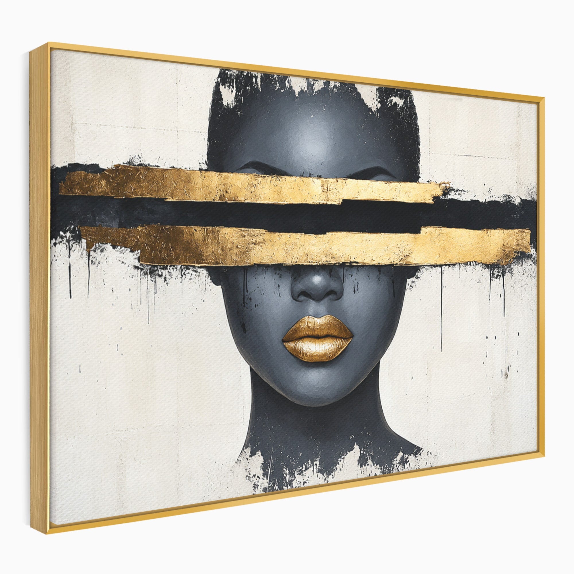 Tablou Canvas Premium LuxCanva® C1374, Portret Abstract Cu Auriu, Portret, Abstract, Modern, Dormitor, Birou, Culori Vibrante