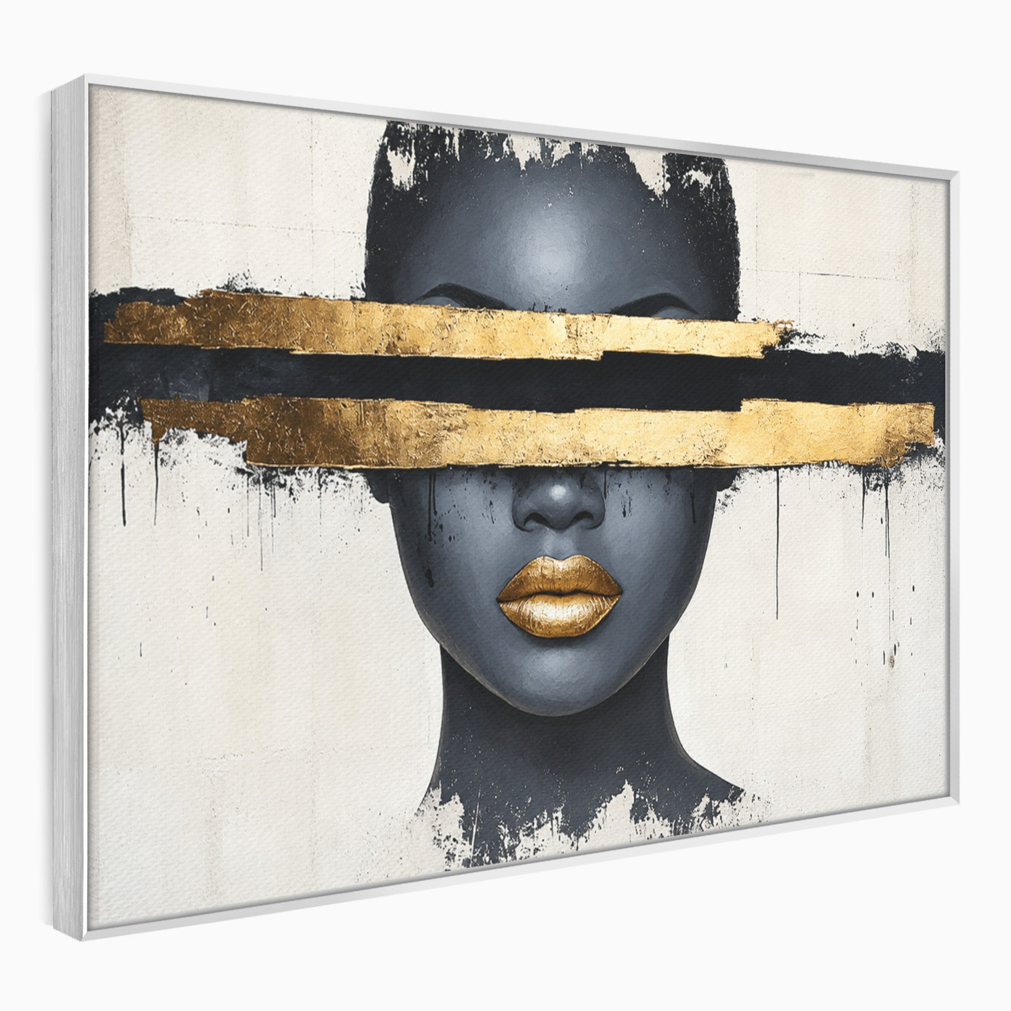 Tablou Canvas Premium LuxCanva® C1374, Portret Abstract Cu Auriu, Portret, Abstract, Modern, Dormitor, Birou, Culori Vibrante