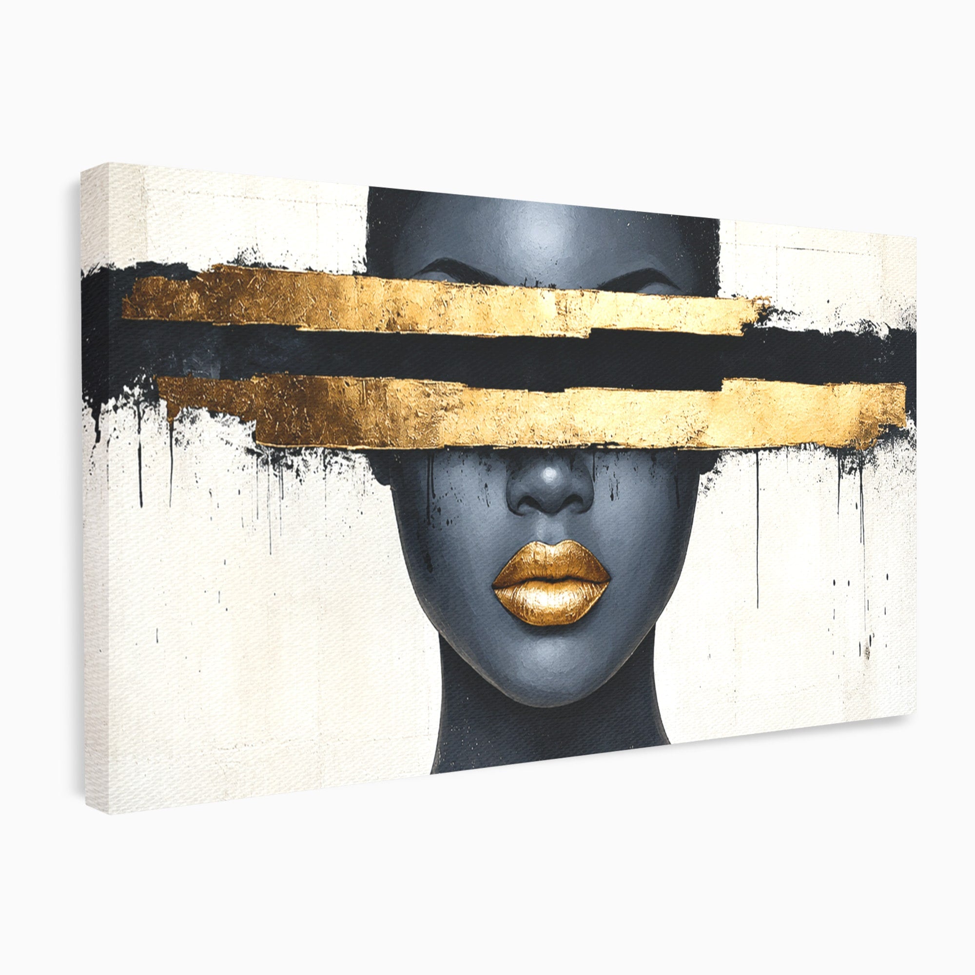 Tablou Canvas Premium LuxCanva® C1374, Portret Abstract Cu Auriu, Portret, Abstract, Modern, Dormitor, Birou, Culori Vibrante